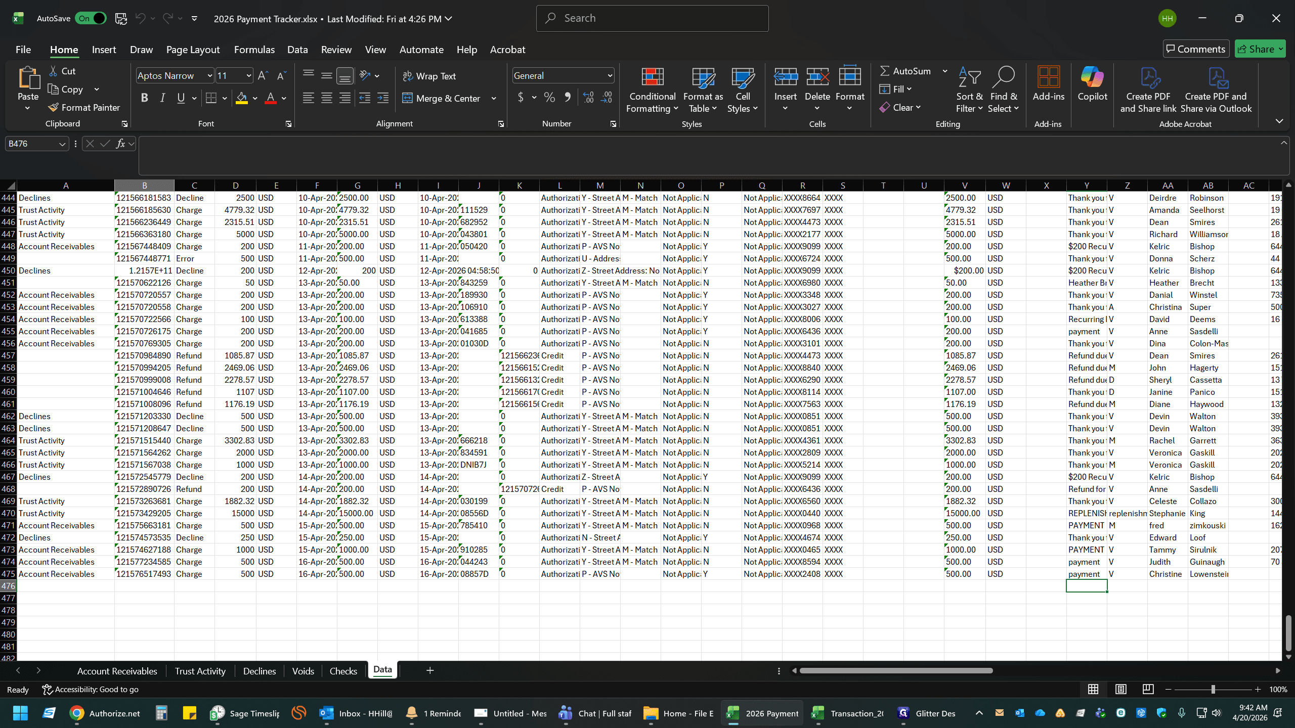 Step #8: Select the first empty row at the bottom of your data table.