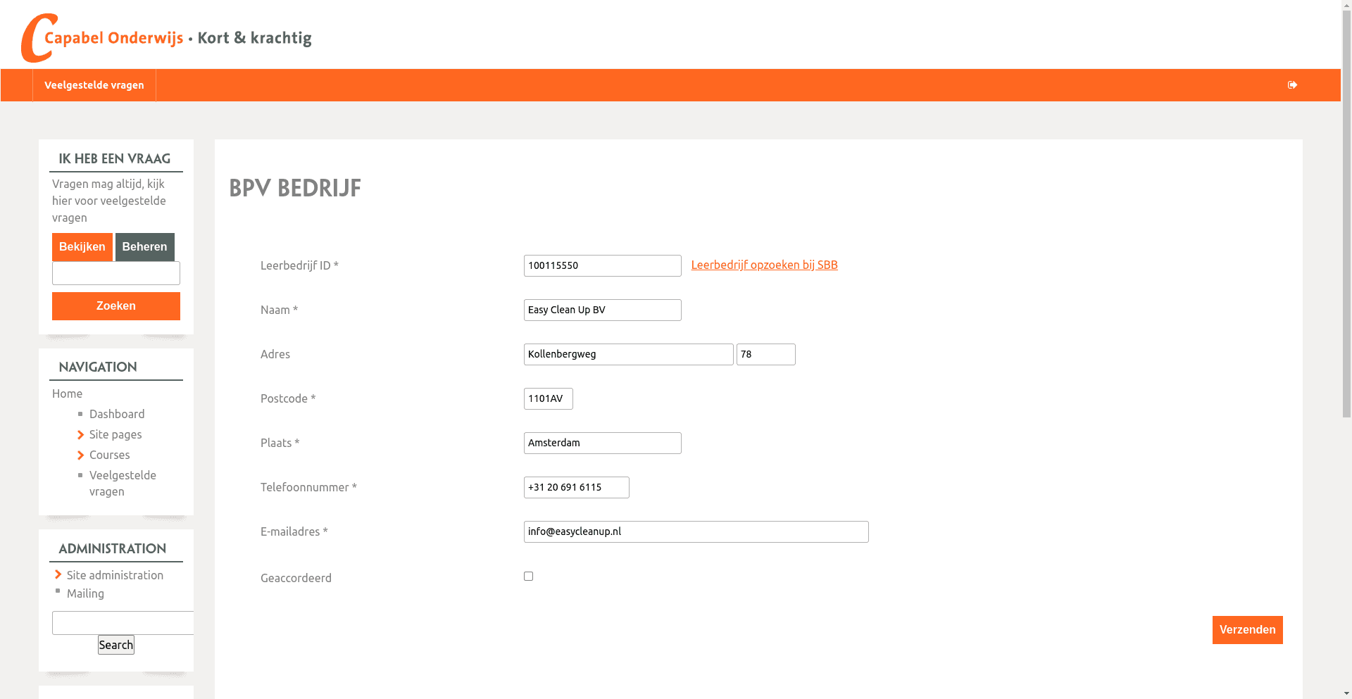 Step #19: Klik op "Leerbedrijf opzoeken"