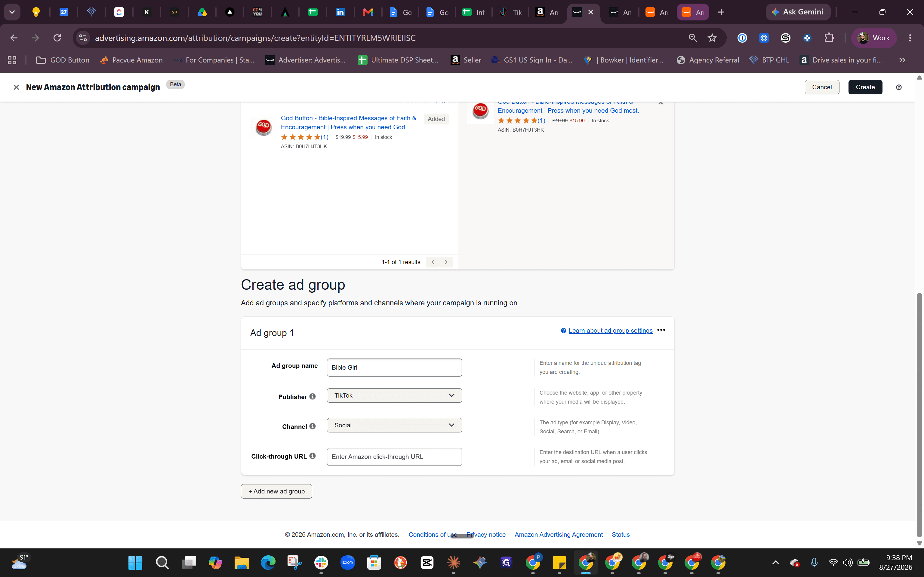Step #8: Click the Click-through URL text field.