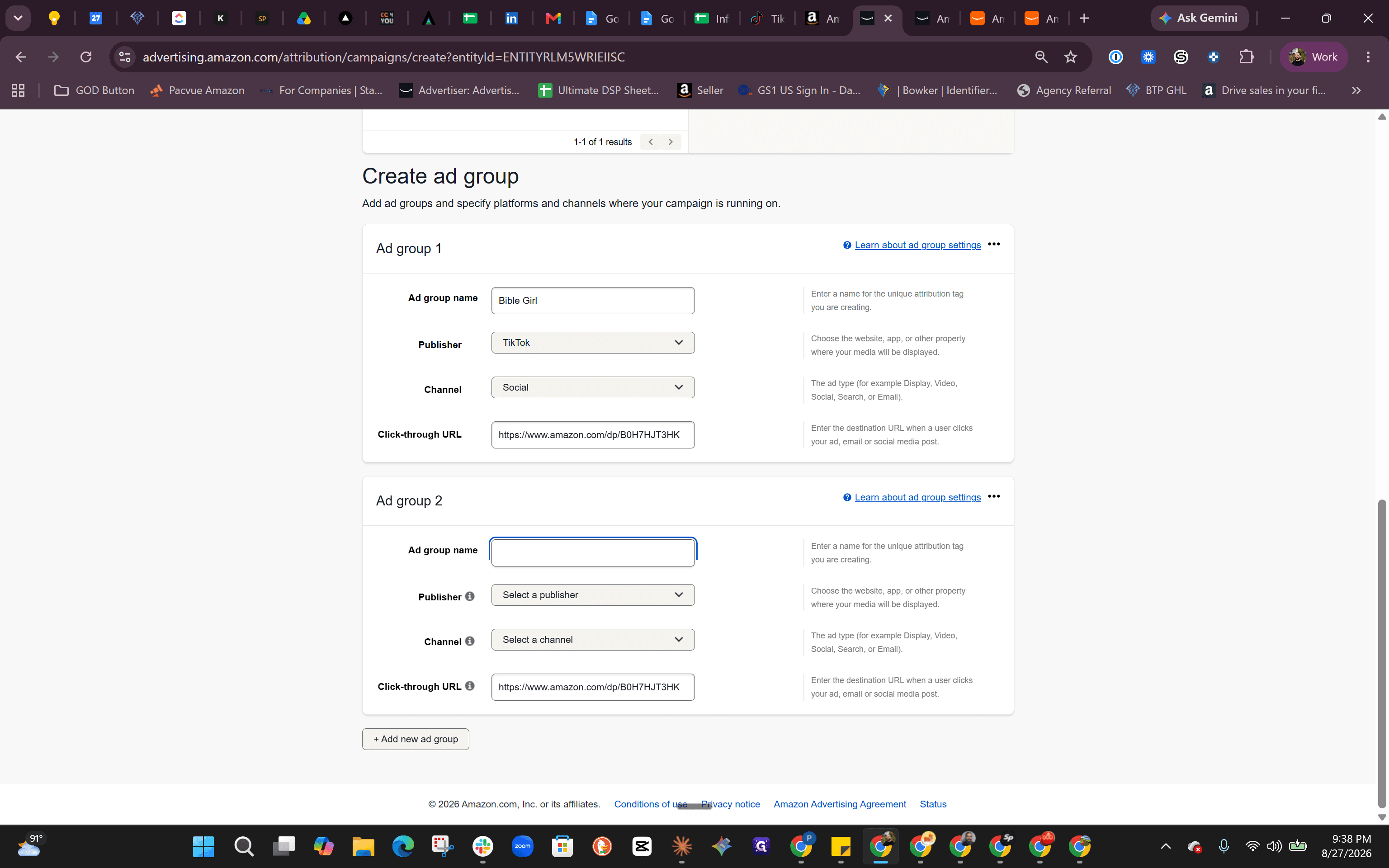 Step #10: Double-click the Ad group name input field under Ad group 2.