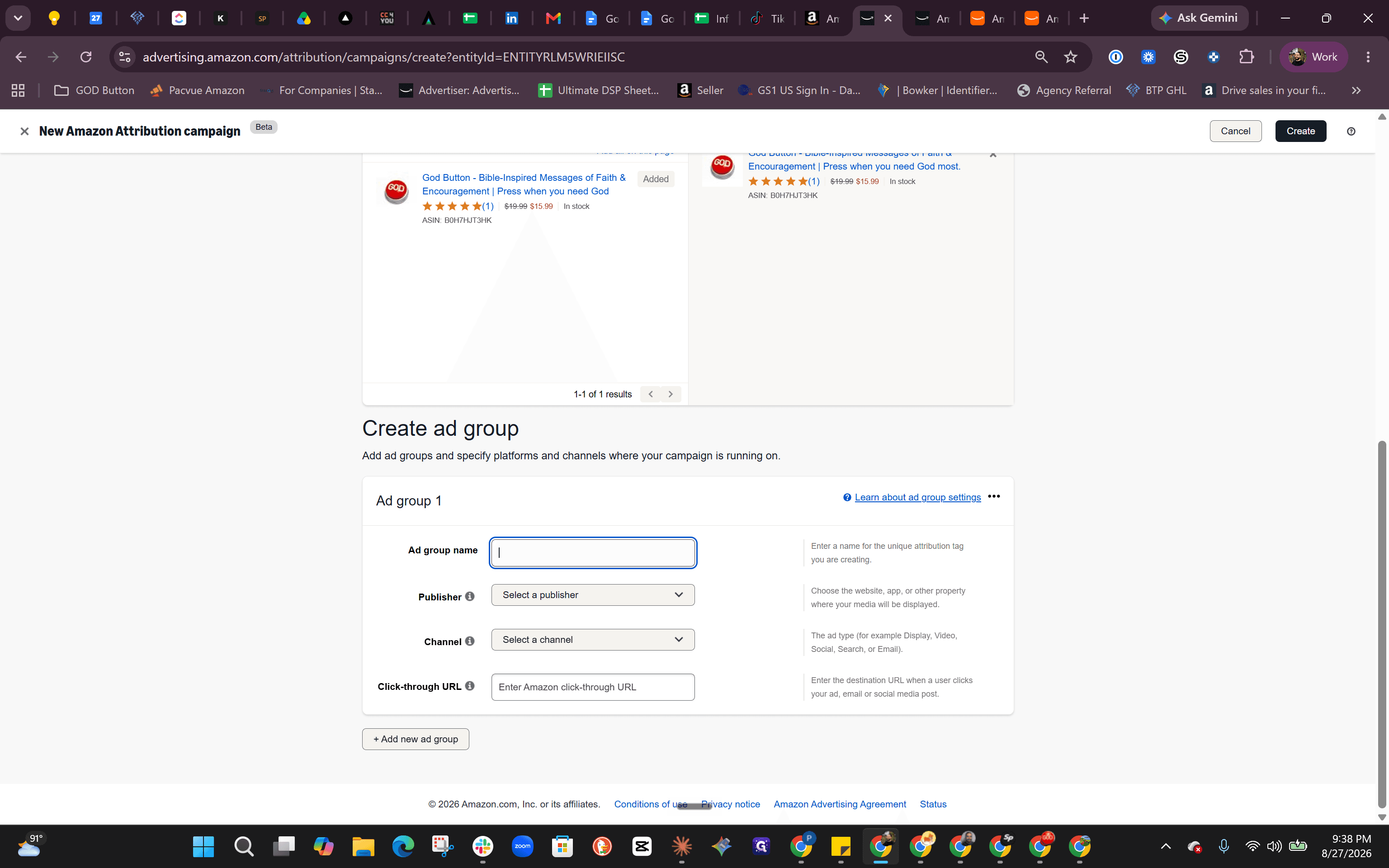 Step #5: Click the Ad group name input field under Ad group 1.