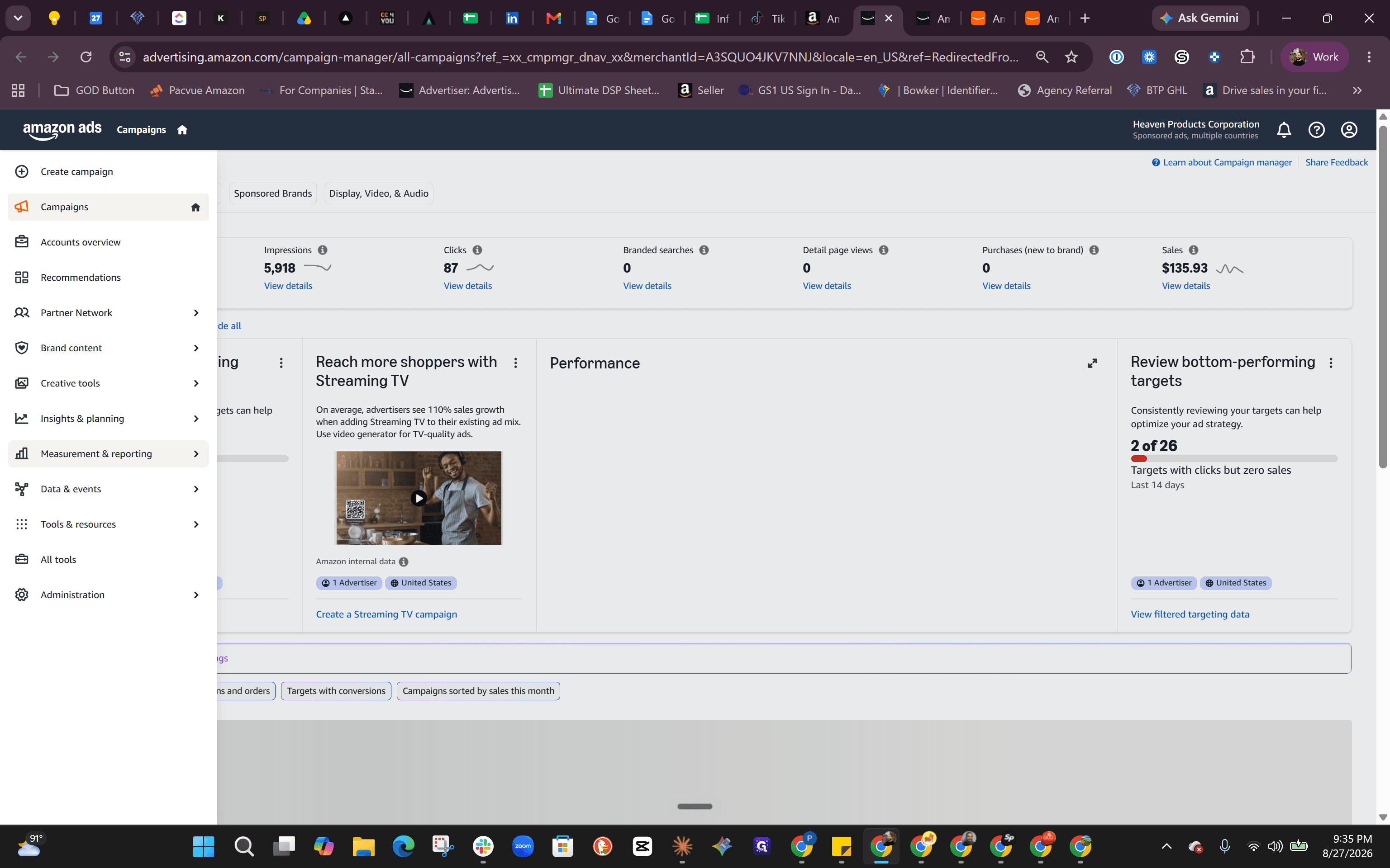 Step #1: Click Measurement & reporting in the left navigation sidebar.