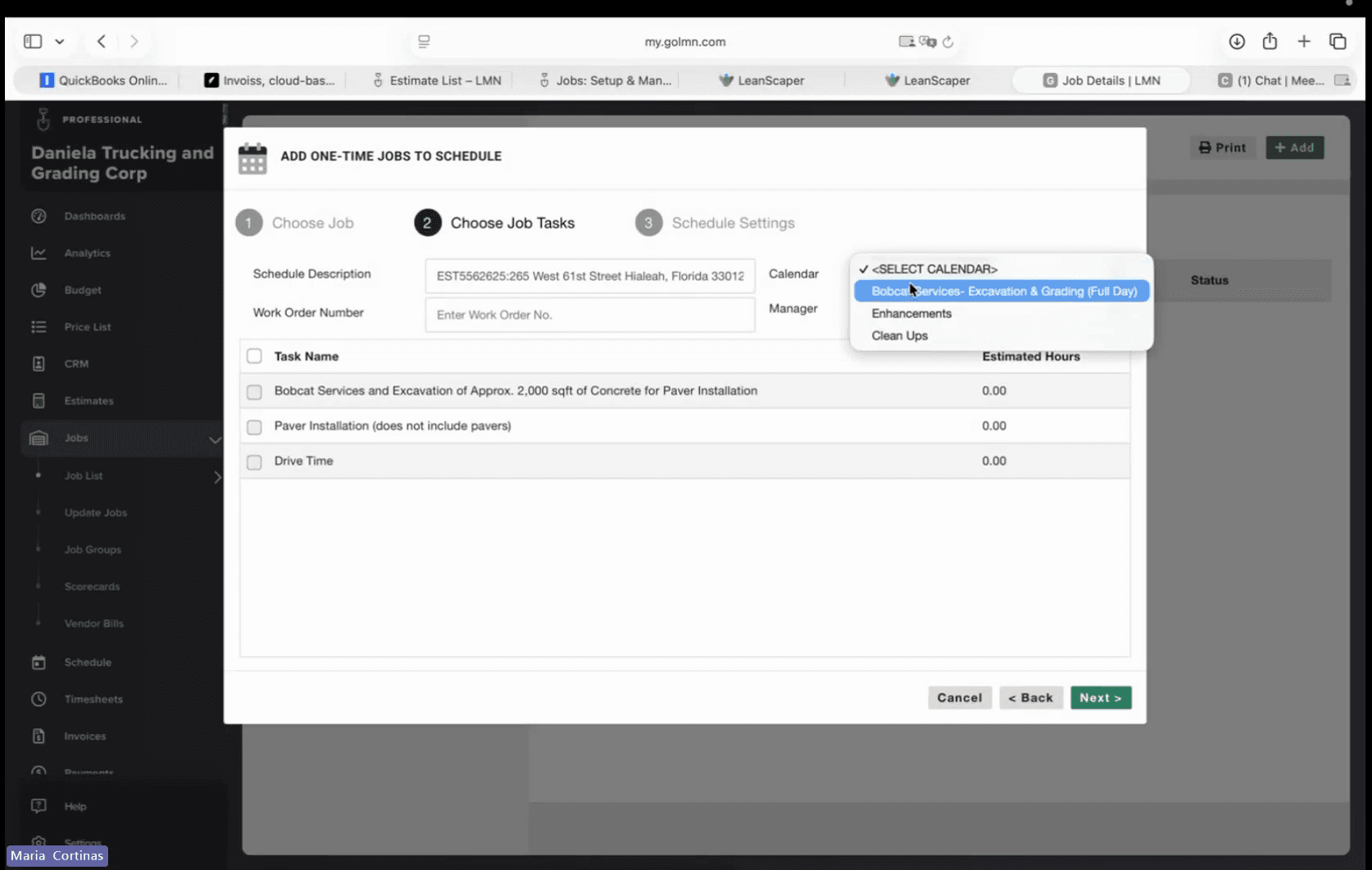Step #15: Open the Calendar selection dropdown and select the relevant calendar, such as Bobcat Services.