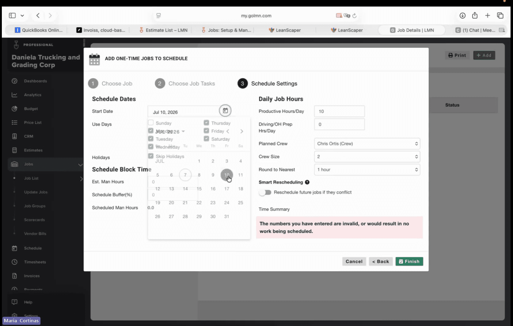 Step #20: Click the Start Date field and select the scheduled date from the calendar.