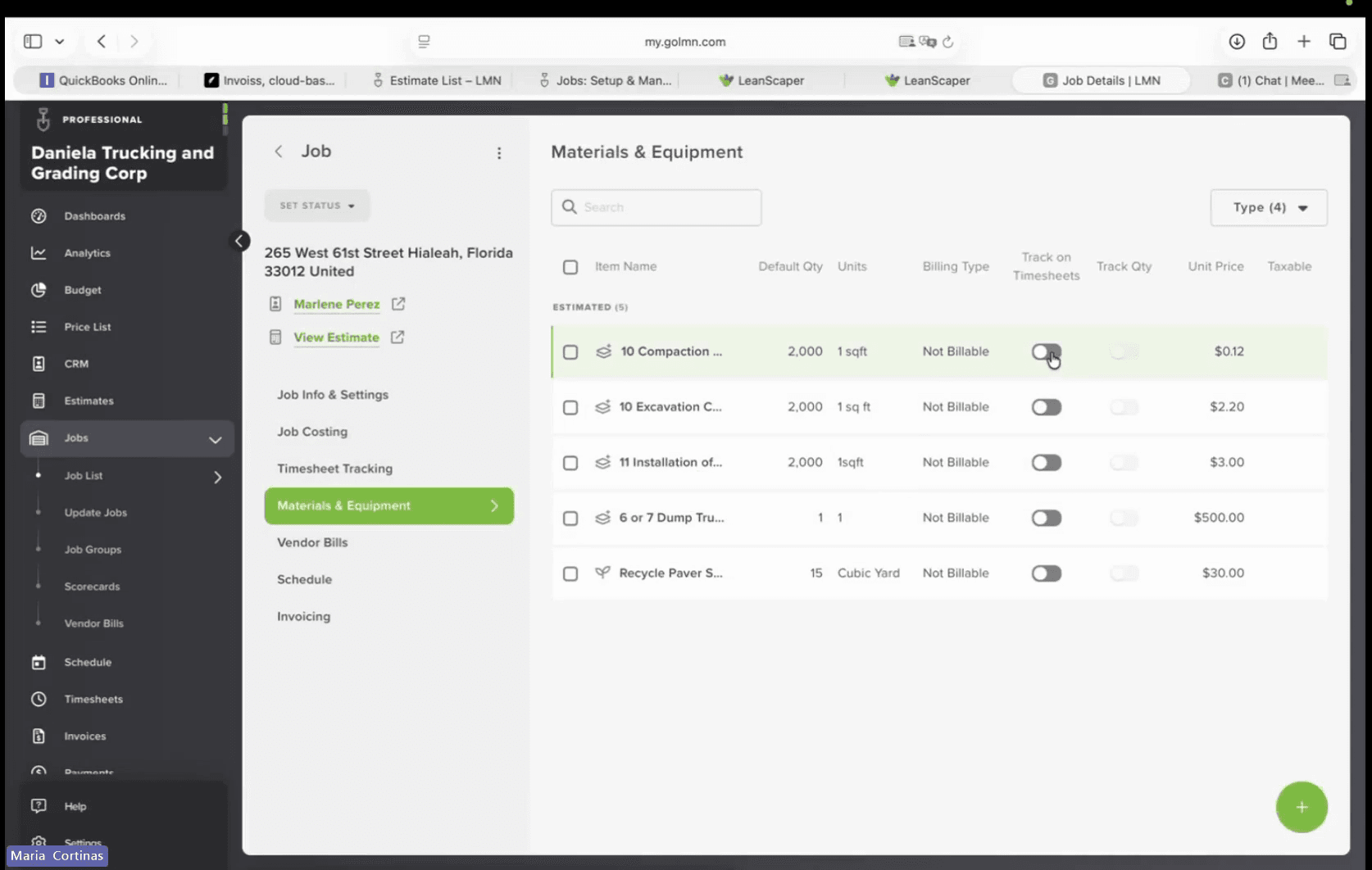 Step #8: Toggle on Track on Timesheets for all necessary line items in the list.