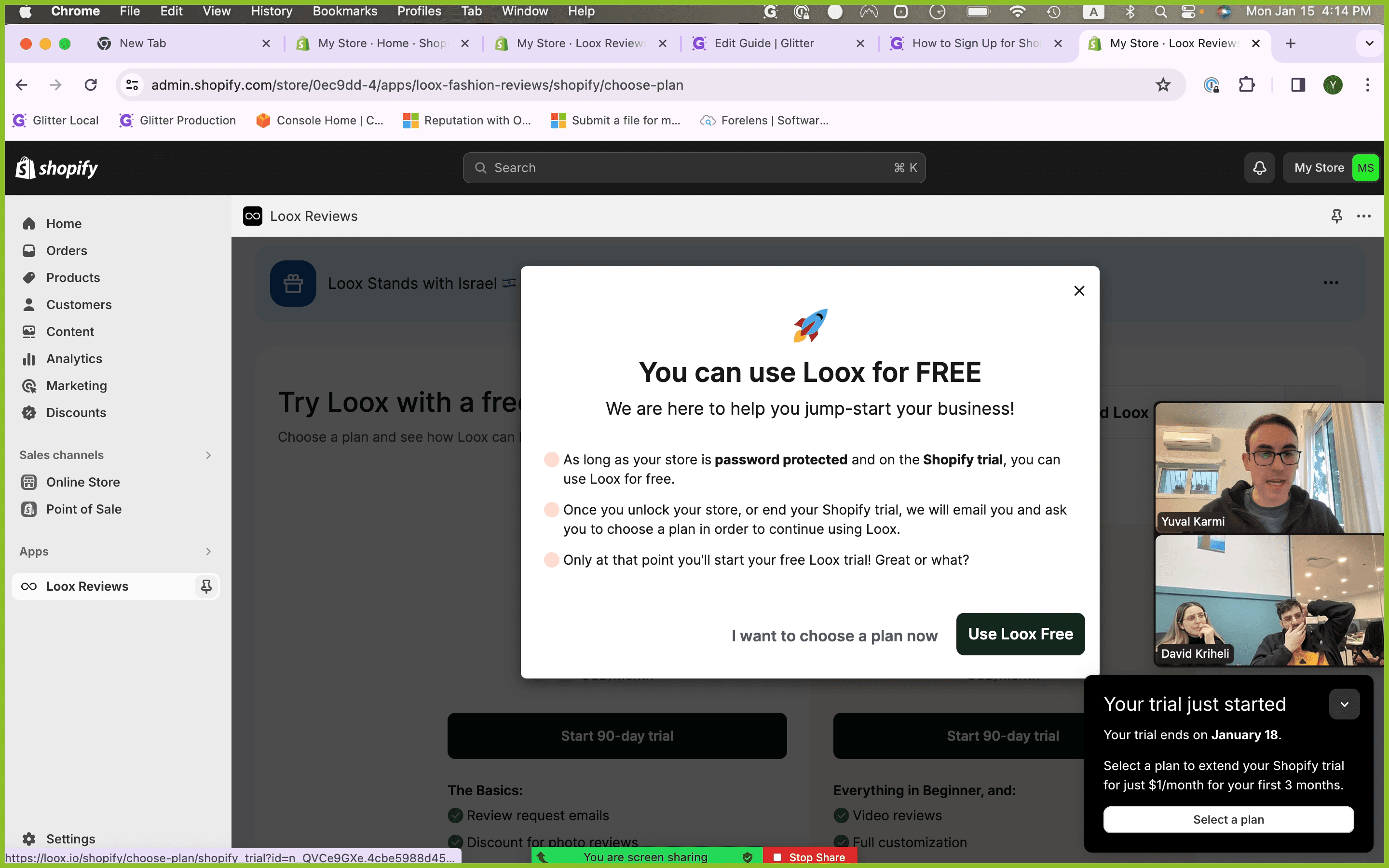 Step #6: Click "Use Loox Free"