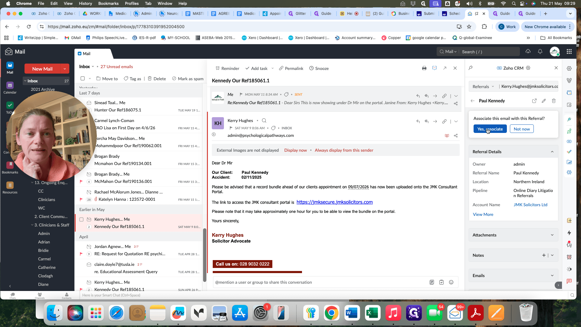 Step #6: Click Yes, associate to finalize linking the email to the client's referral record.