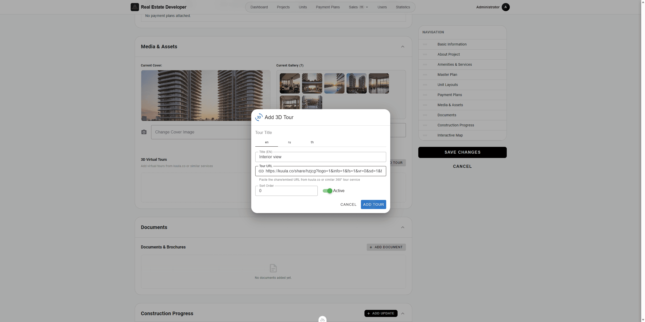 Step #82: Click Add Tour.
