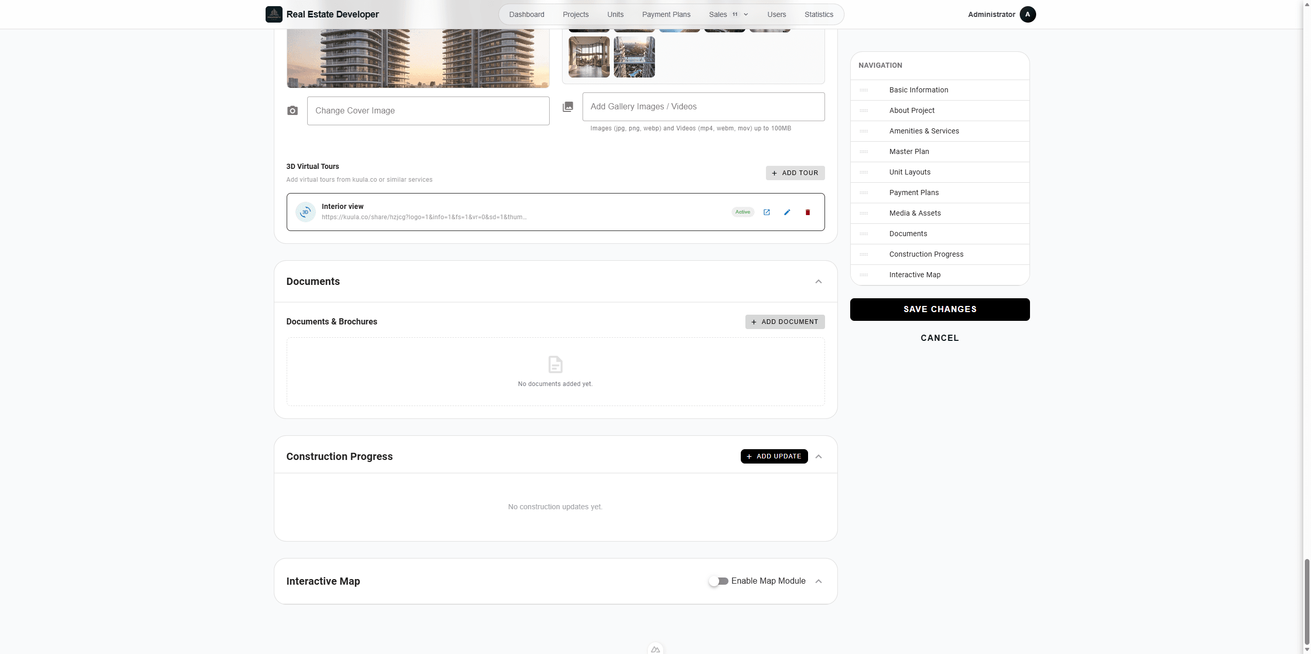 Step #84: In the Documents & Brochures section, click + Add Document.