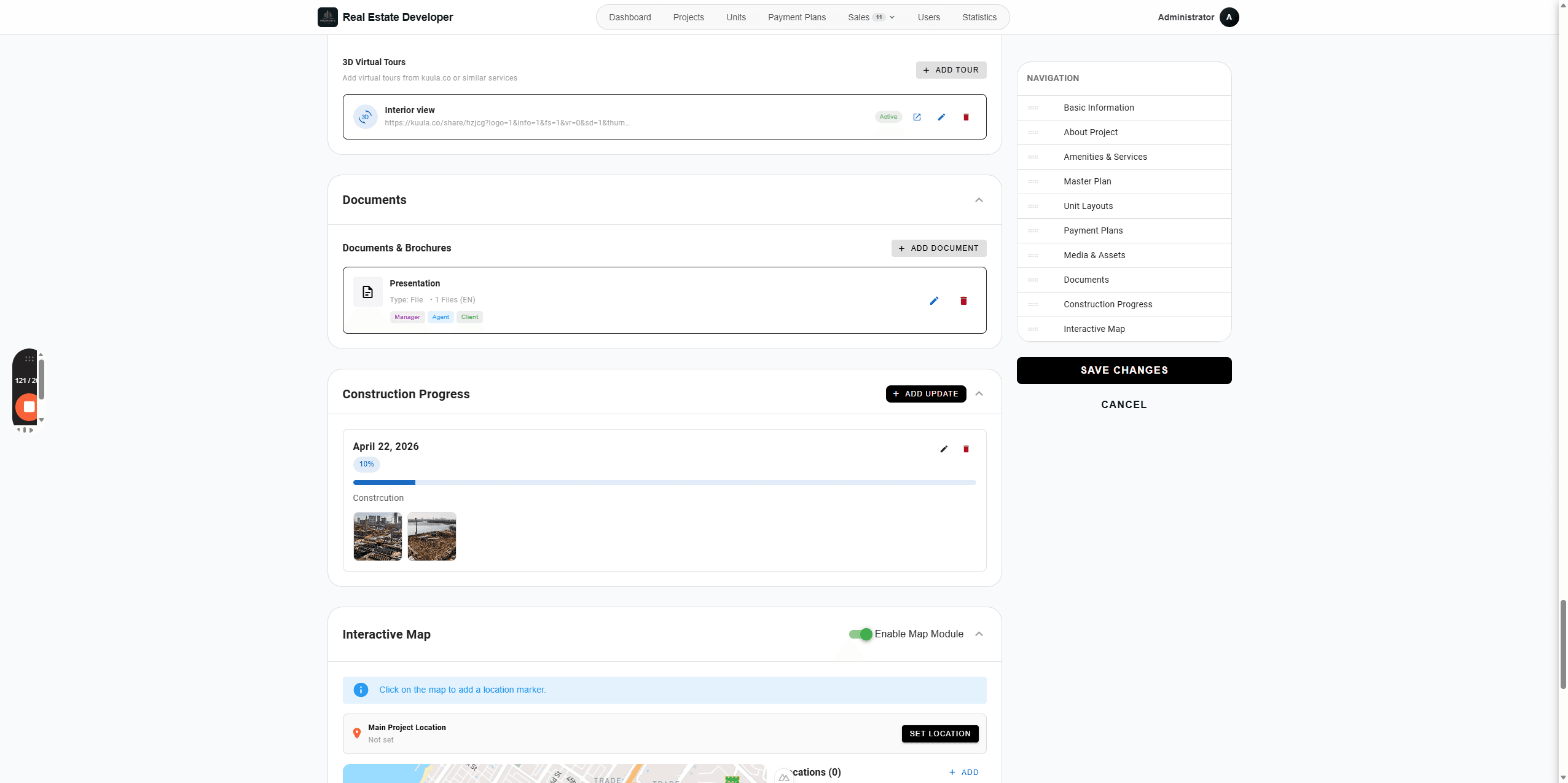 Step #122: Toggle on Enable Map Module.