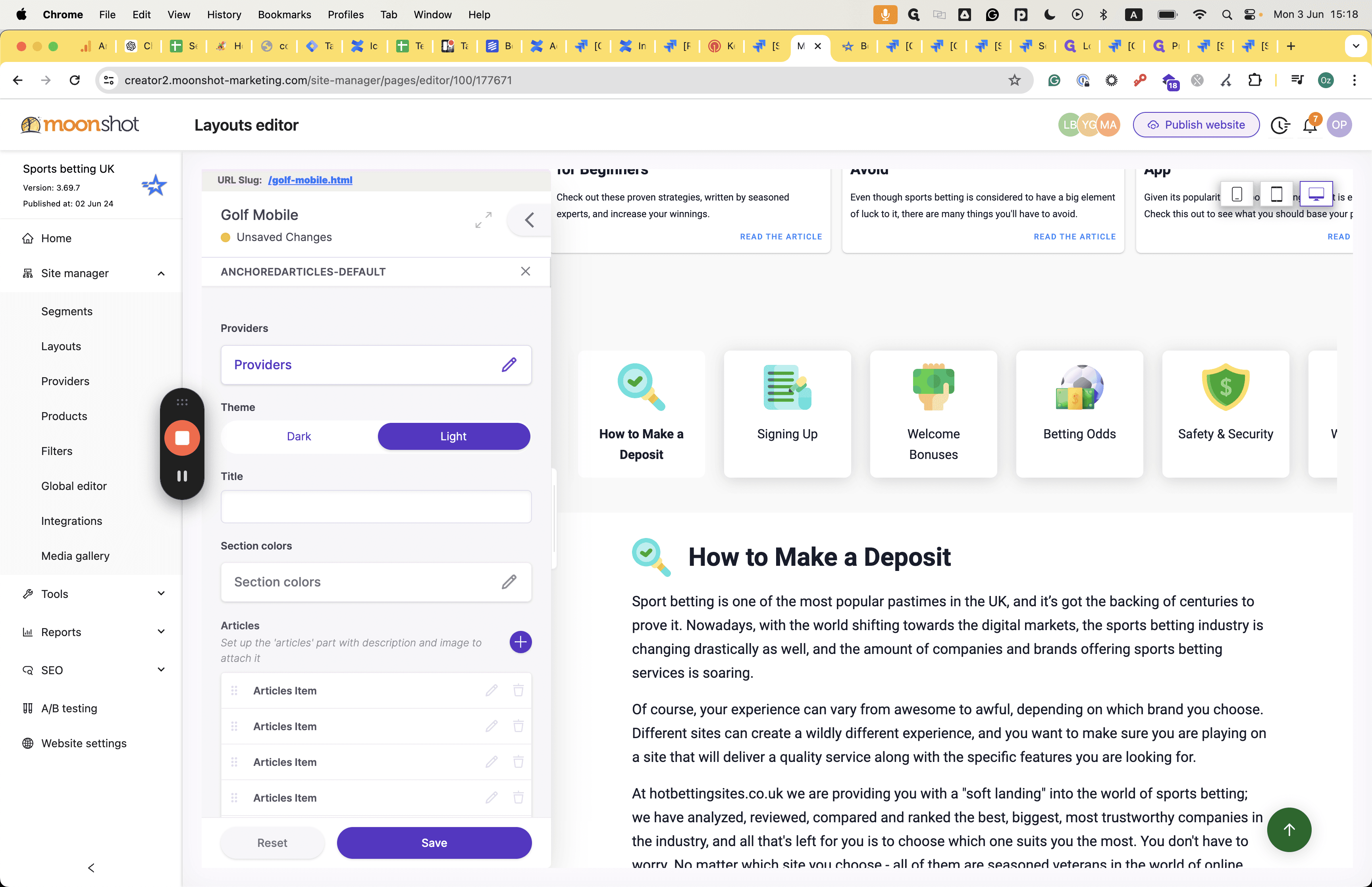 Step #8: You can add a provider list. The providers on the list will appear to be adjusted to each article according to the order in which they are presented.