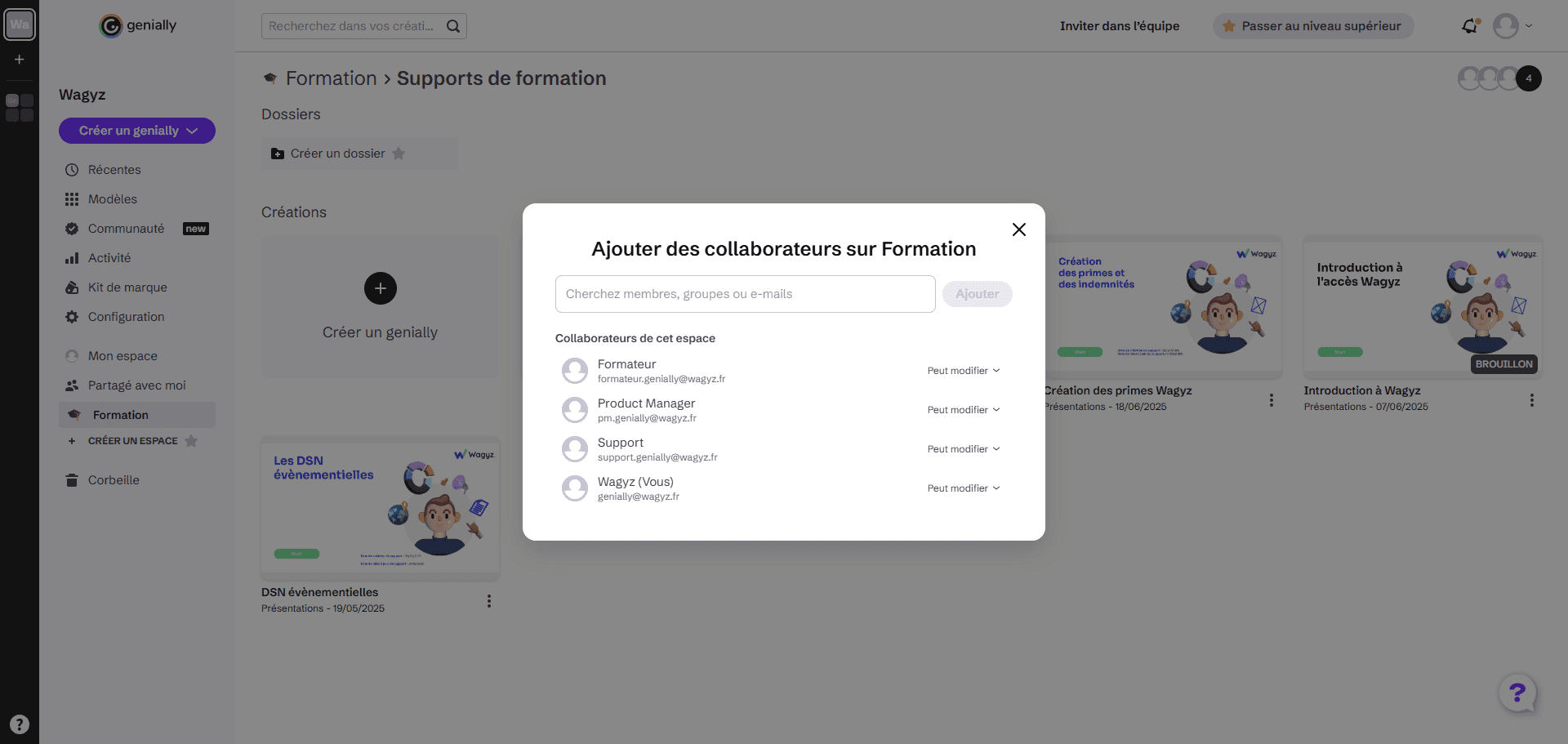 Step #4: Liste des accès partagés