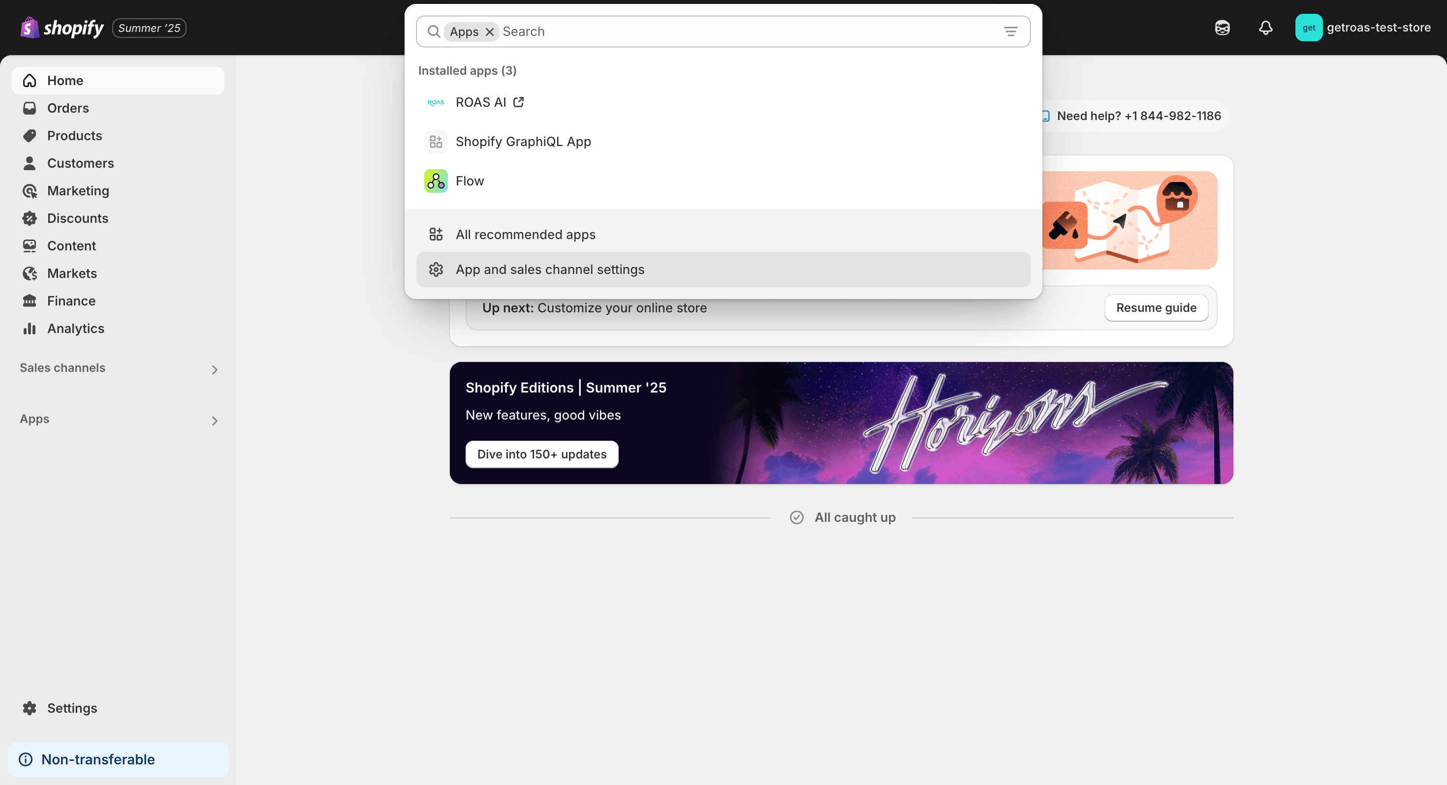 Step #3: Click on "App and sales channel settings"