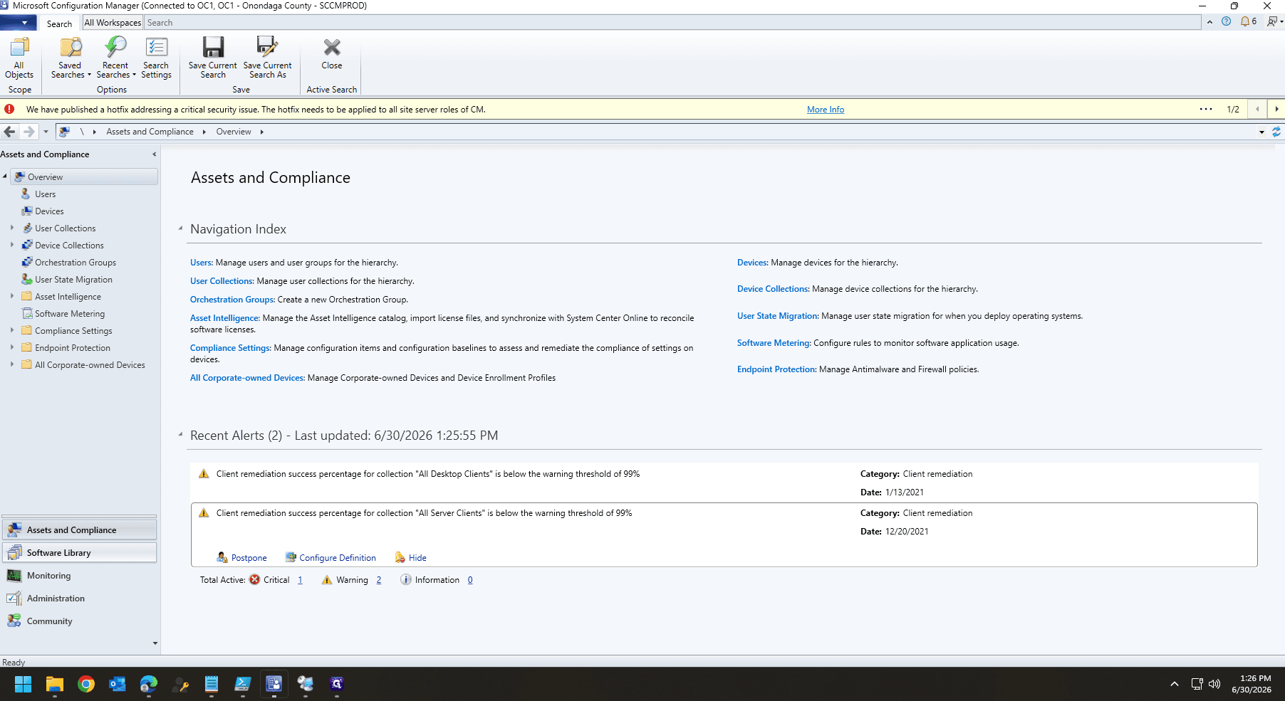 Step #1: In the Microsoft Configuration Manager console, navigate to the Software Library workspace.