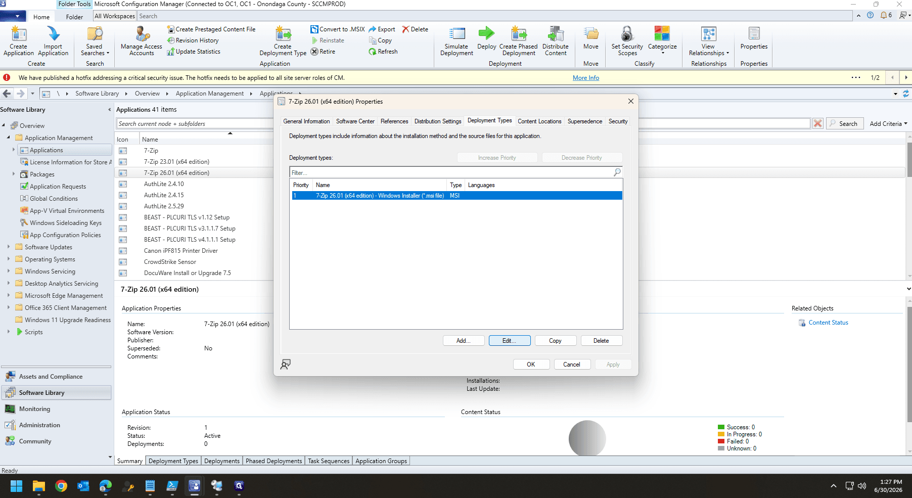 Step #15: Select the architecture deployment type (e.g., x64 edition) and click Edit.