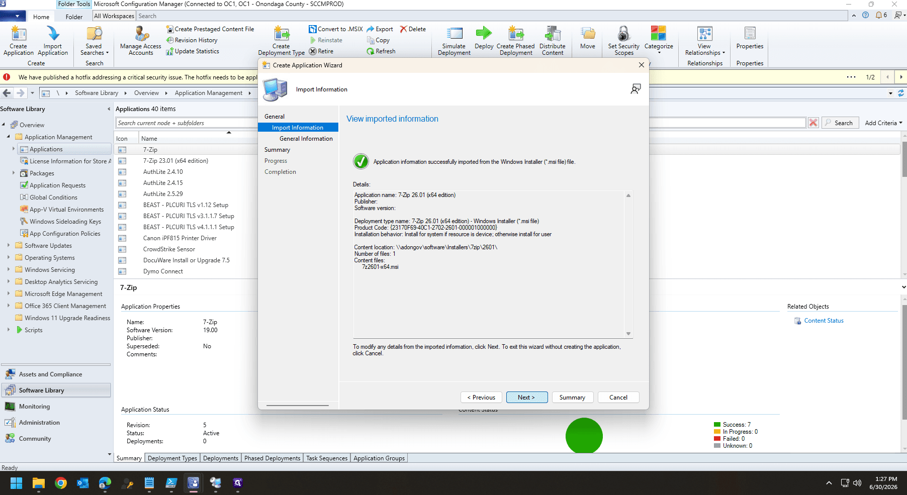 Step #9: Review the import success message and click Next.