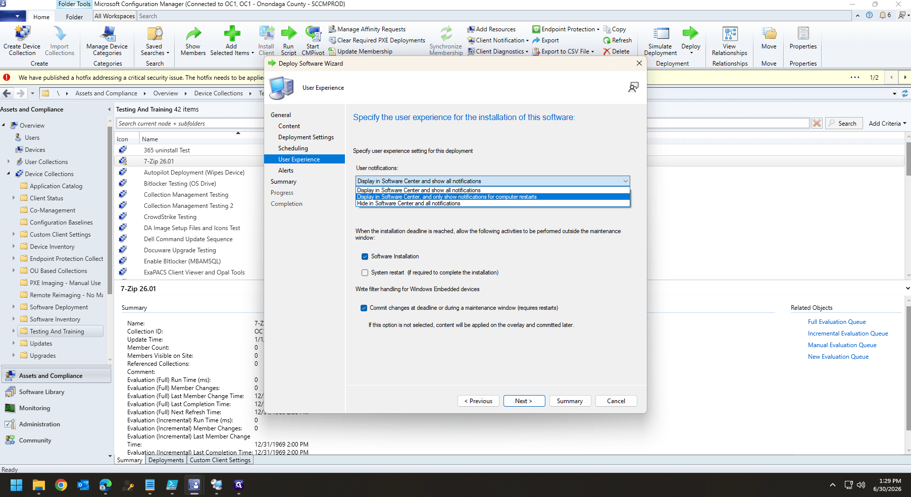 Step #46: Adjust the user notifications dropdown to your preference and click Next.