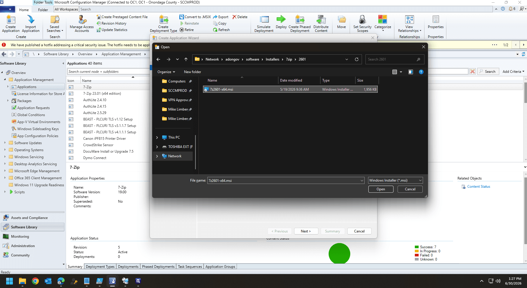 Step #6: Double-click on the target MSI file (e.g., 7z2601-x64.msi) to load it.