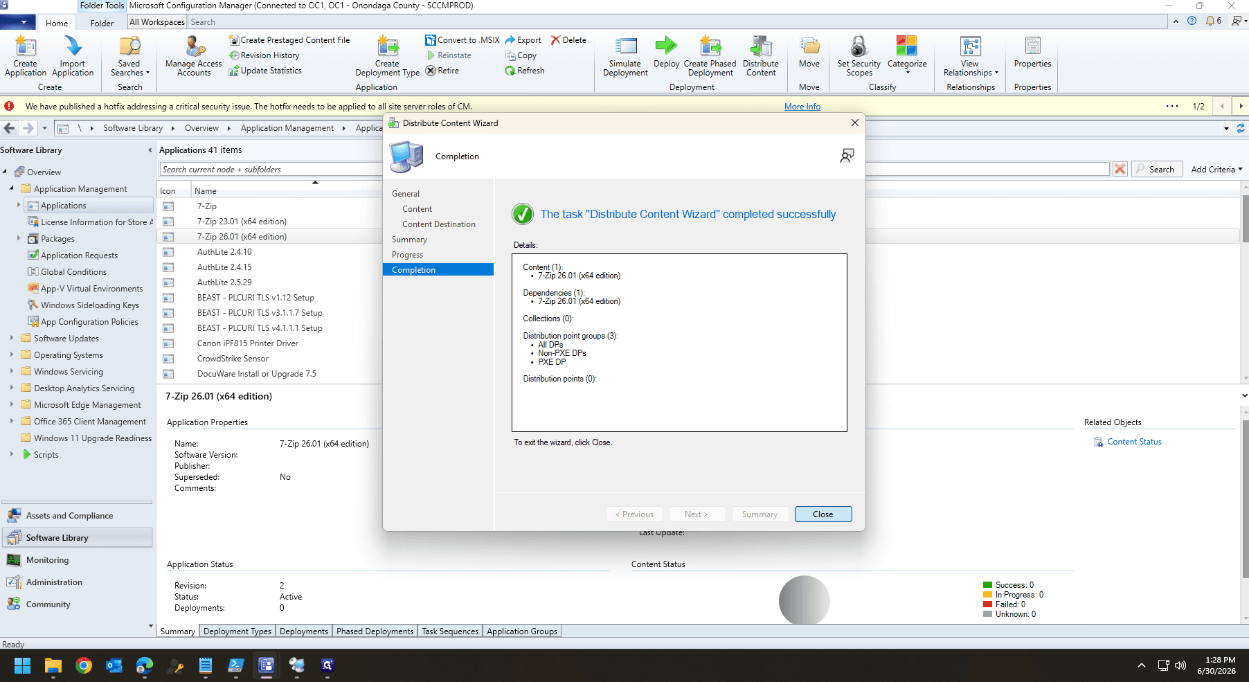 Step #28: Once the distribution finishes successfully, click Close.