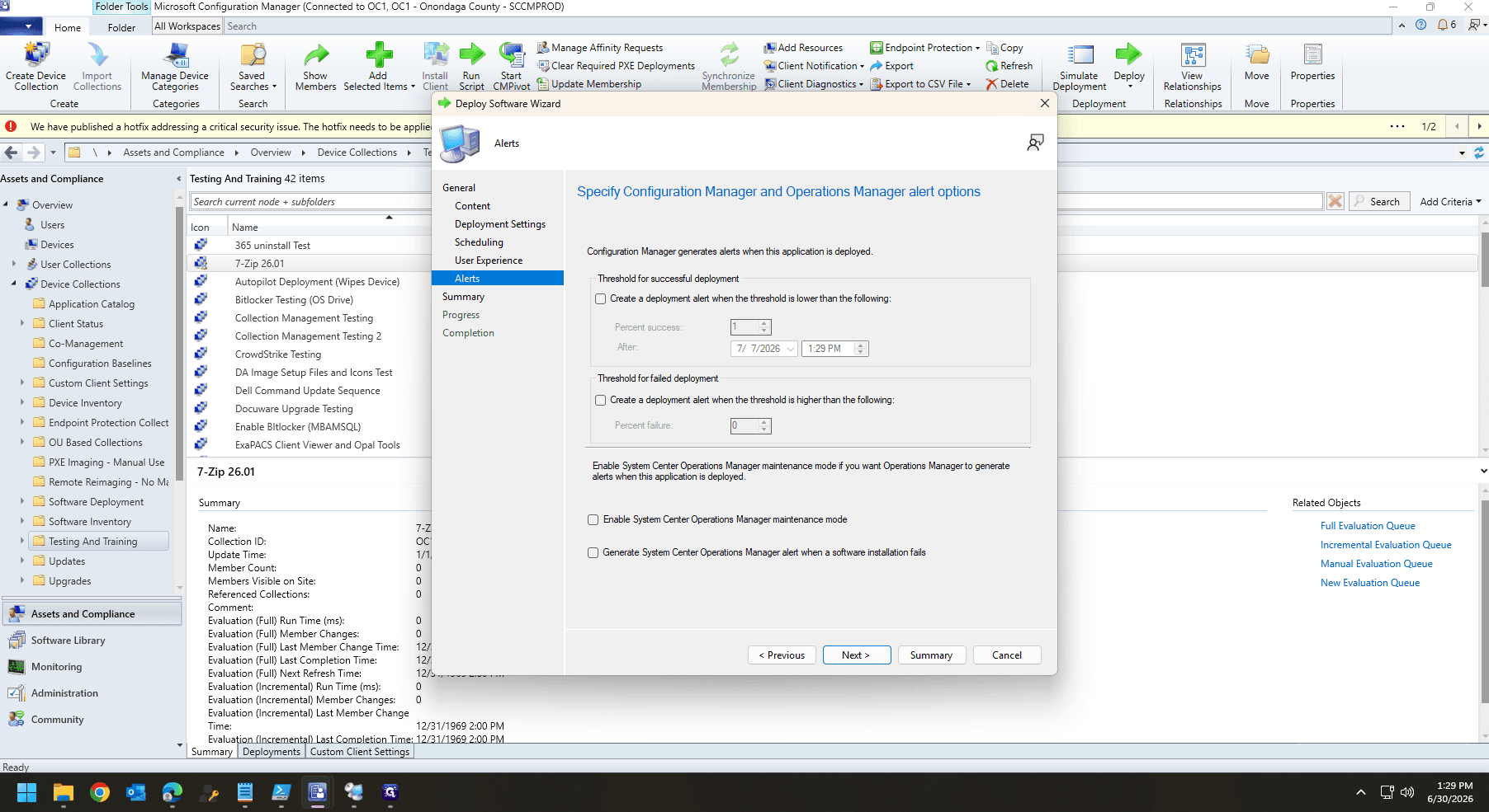 Step #47: Review any Alerts configurations, then click Next.