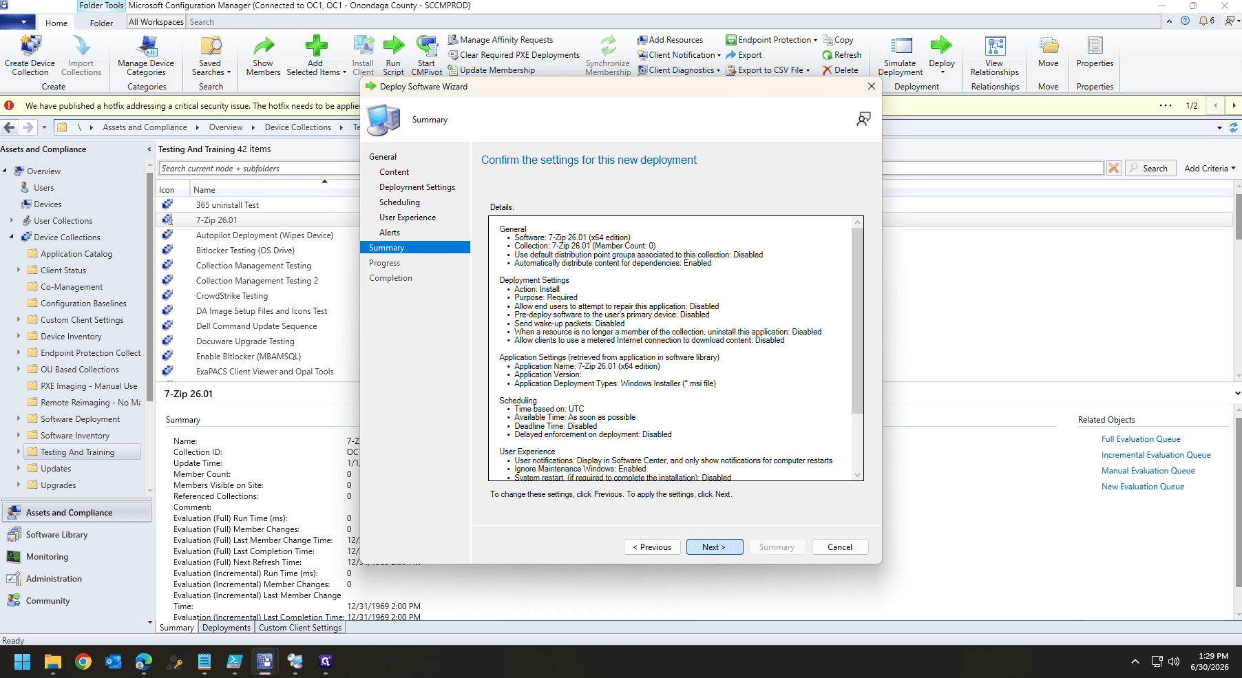 Step #48: Confirm your choices on the Summary screen and click Next.