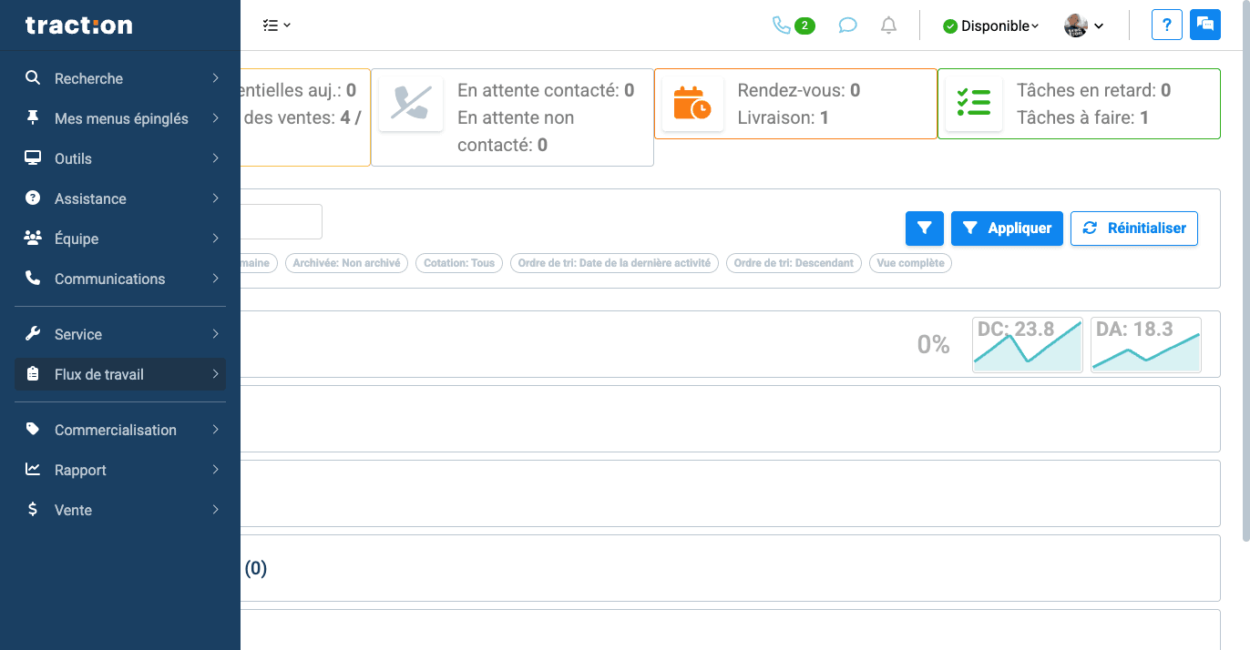 Step #1: Dans le menu de gauche Cliquez sur "Flux de travail"