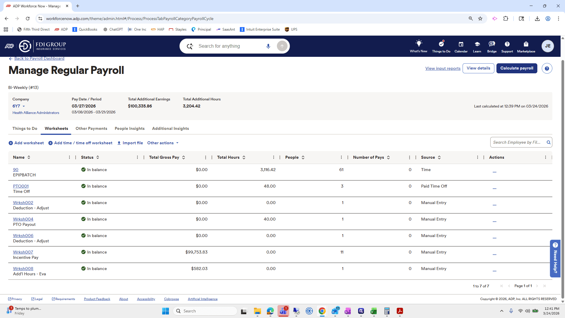 Step #249: Click on "Calculate payroll"