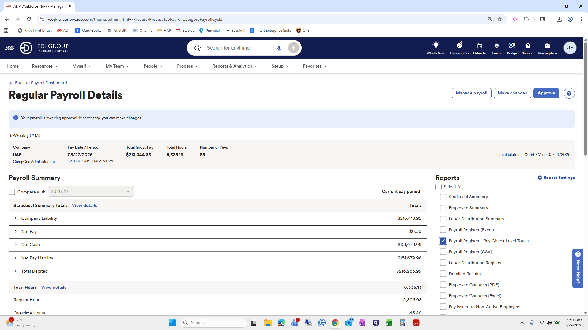 Step #70: Click on "✓ Payroll"