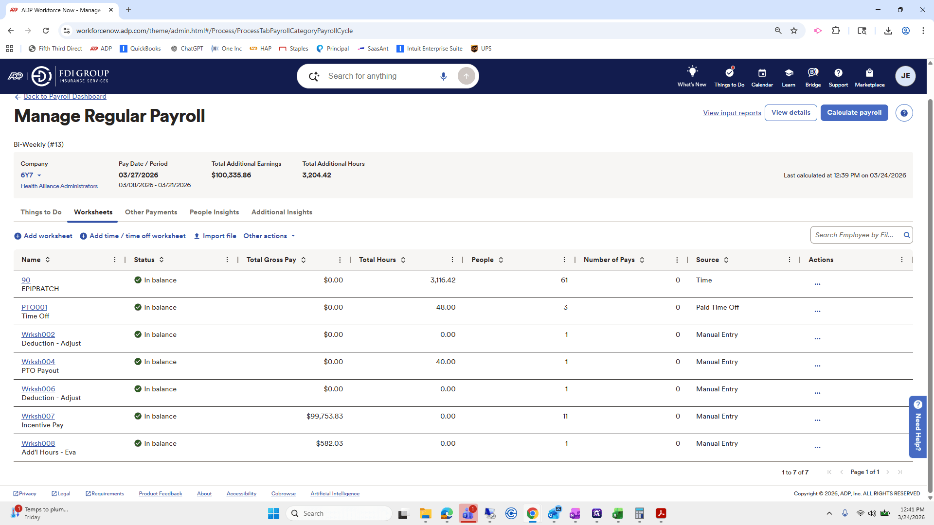 Step #248: Click on "Calculate payroll"