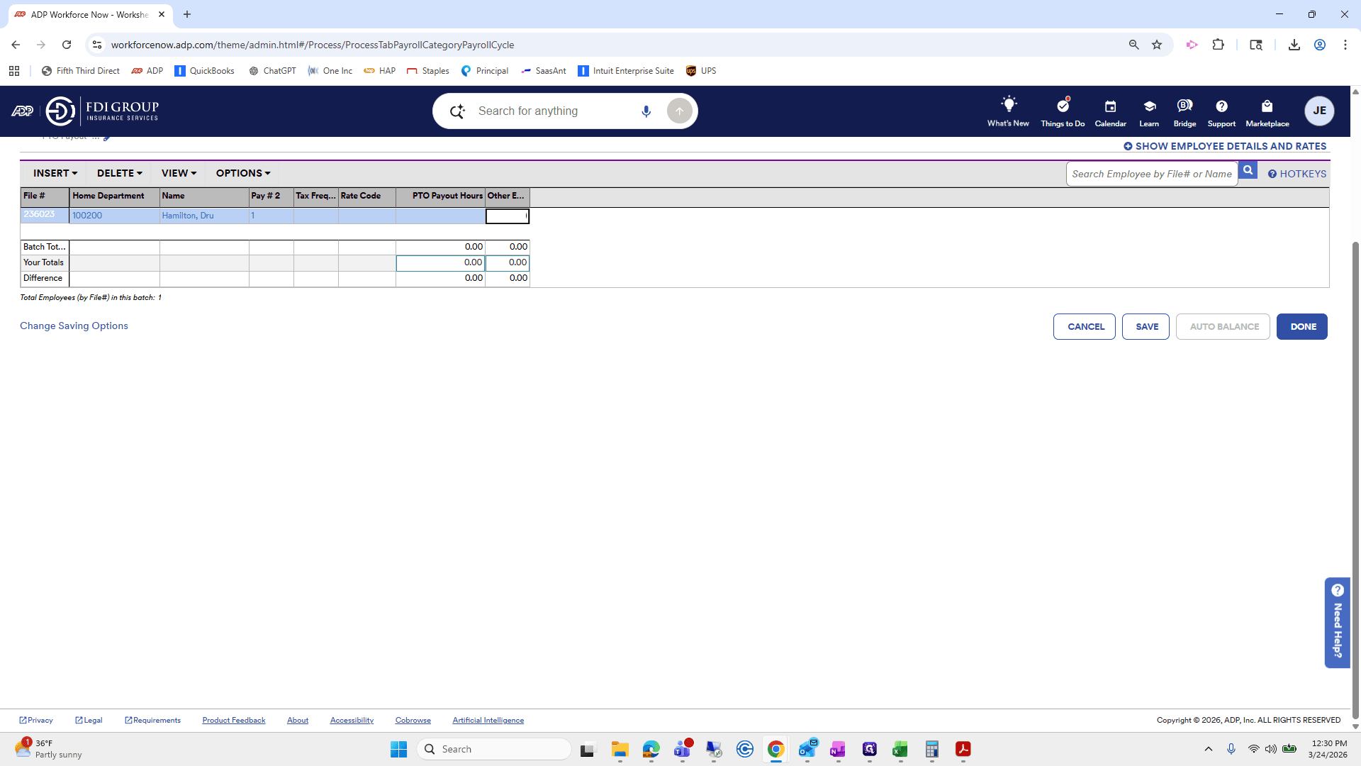 Step #34: Click on "PTO Payout Hours Other E ..."