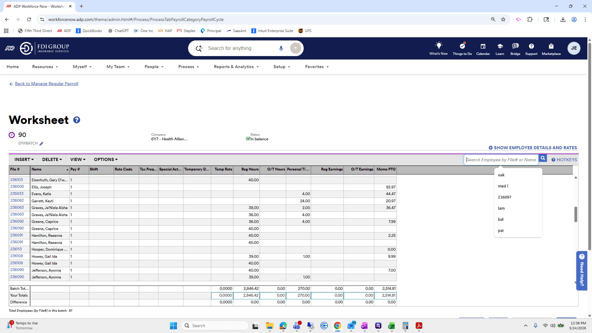 Step #185: Click on "Search Employee by File # or Name"