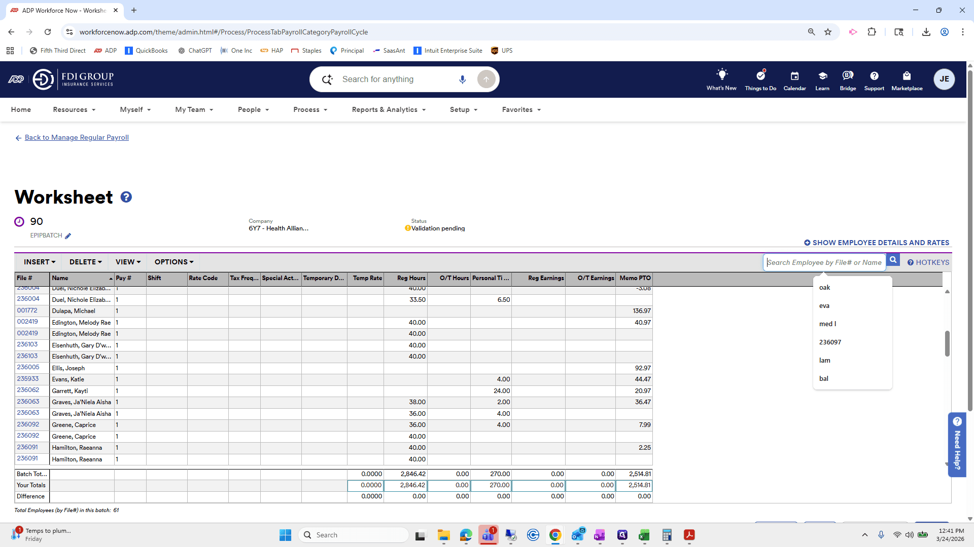 Step #242: Click on "Search Employee by File # or Name"