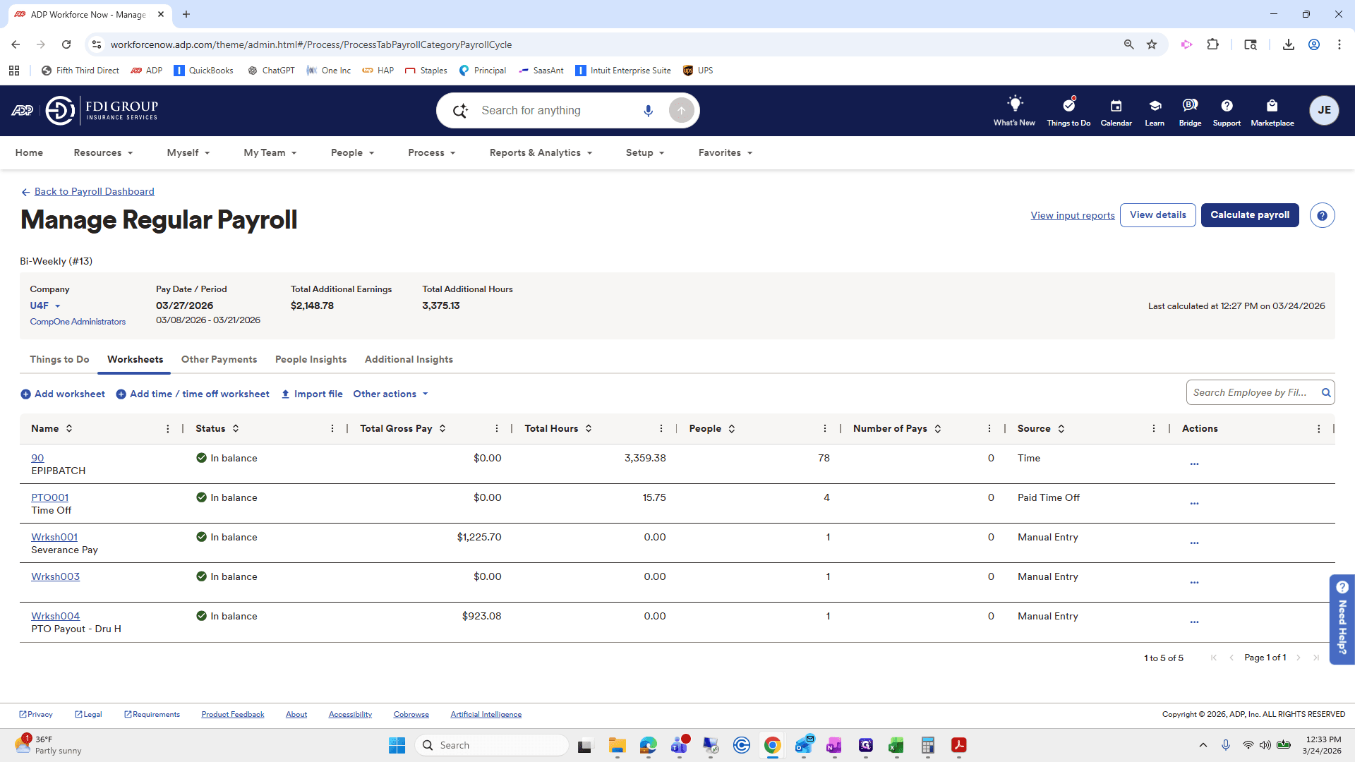 Step #69: Click on "Calculate payroll"