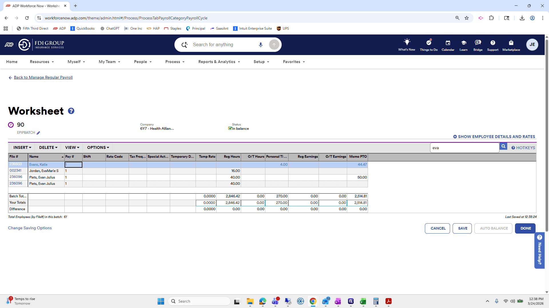 Step #187: Click on "Back to Manage Regular Payroll"