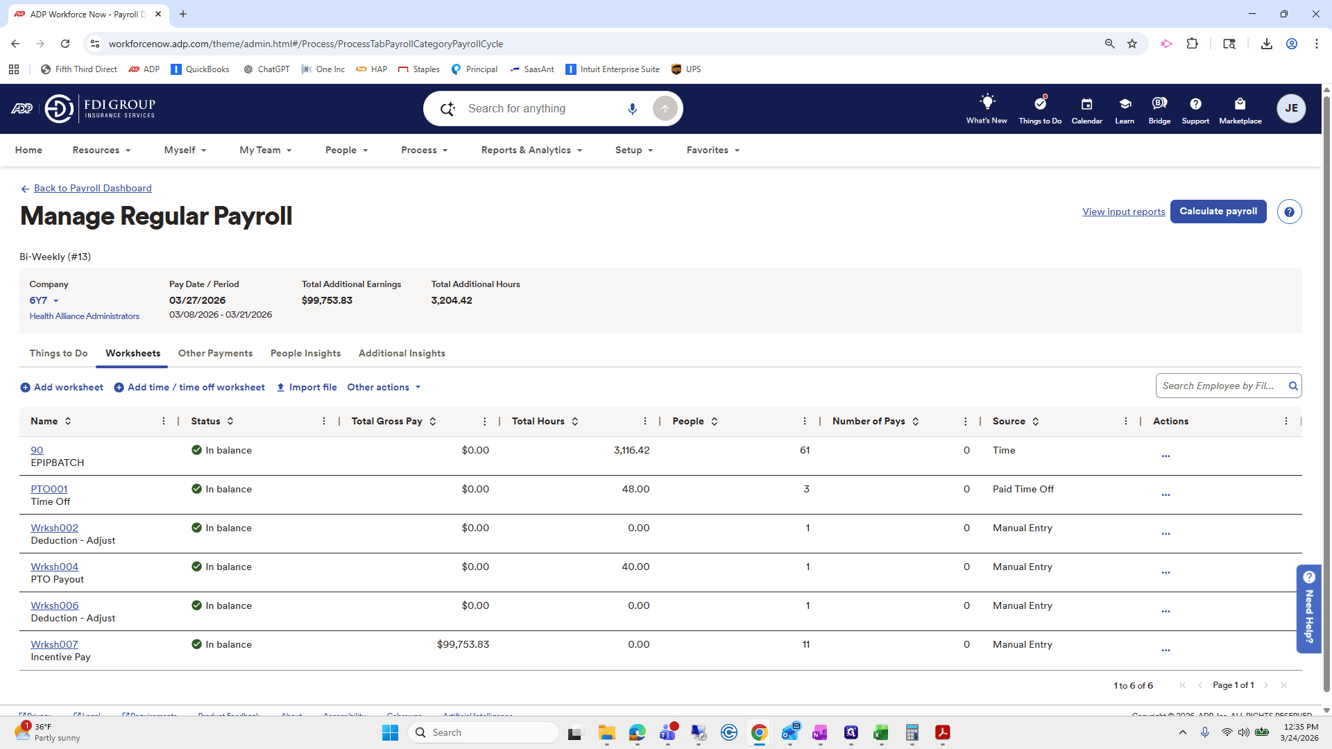 Step #125: Click on "Calculate payroll"