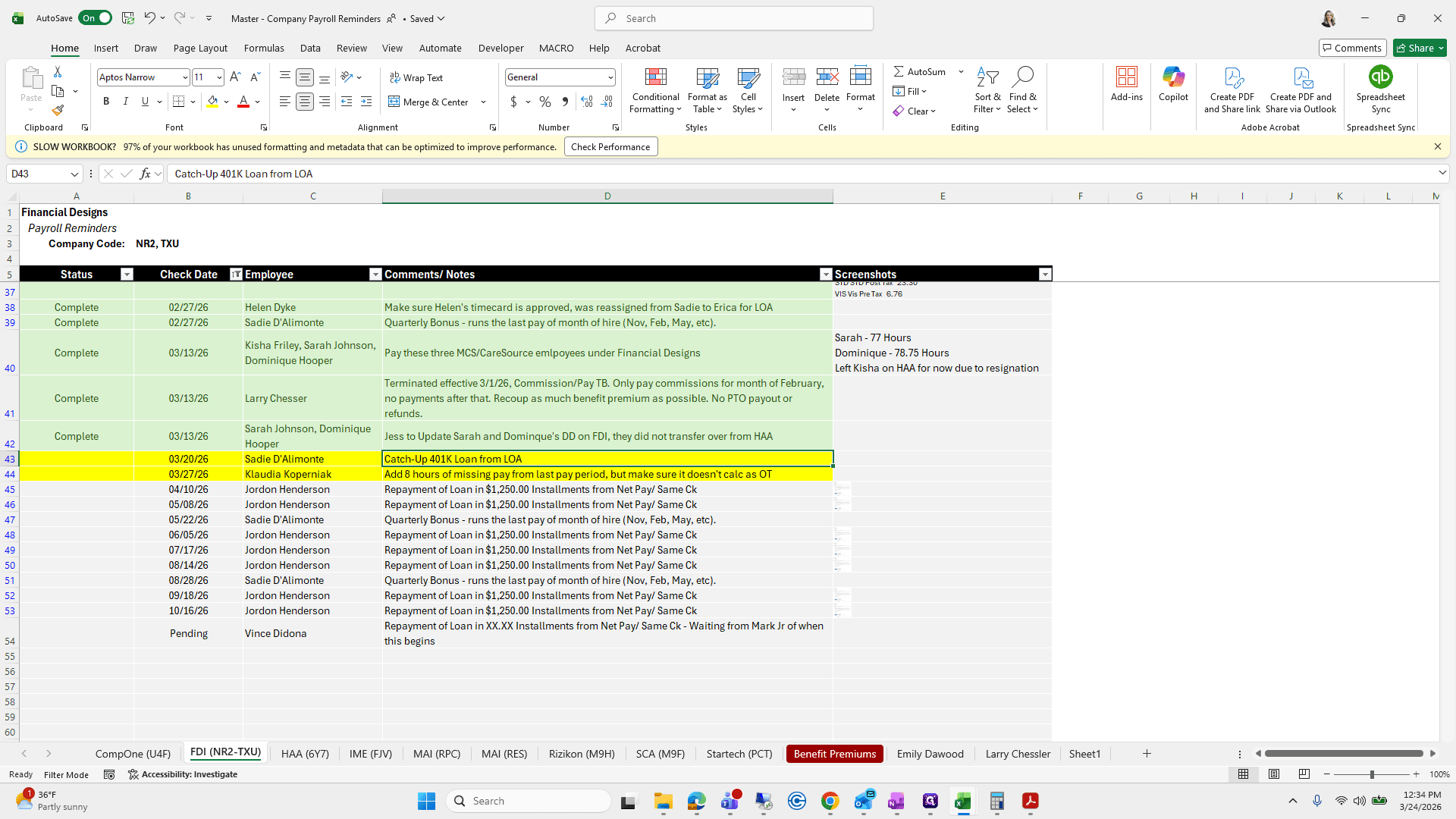 Step #99: Click on "- Up 401K Loan from LOA"