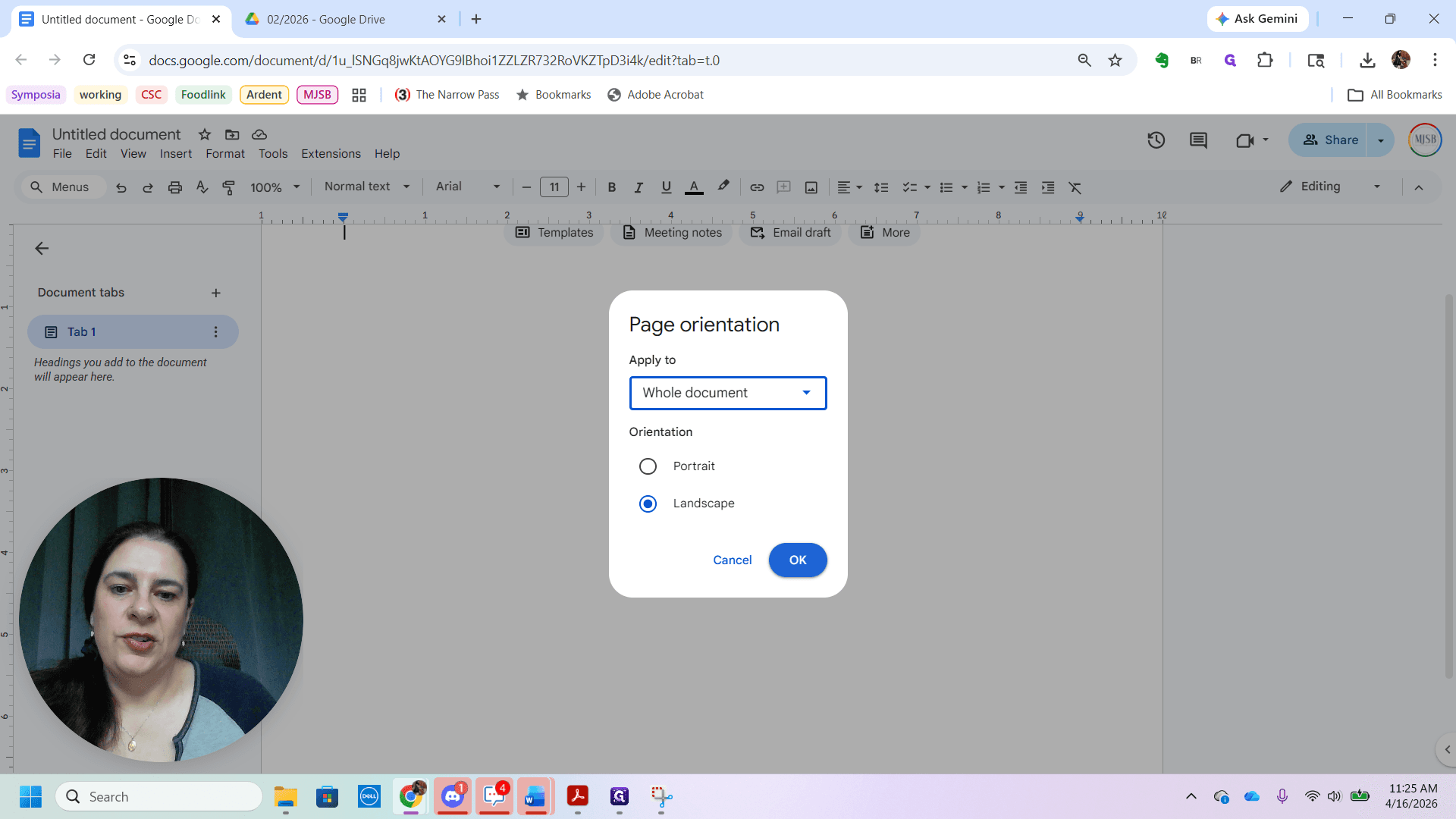 Step #10: Select your orientation and click on "OK"