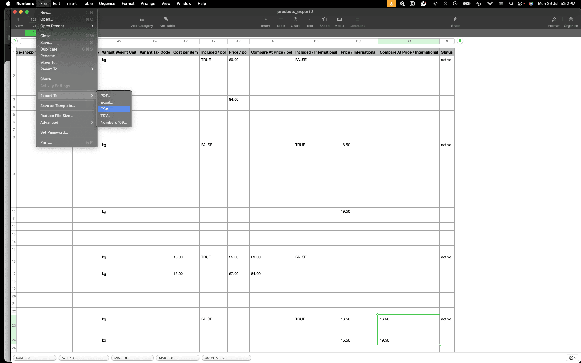 Step #7: Kliknijcie "Excel ... CSV ..."