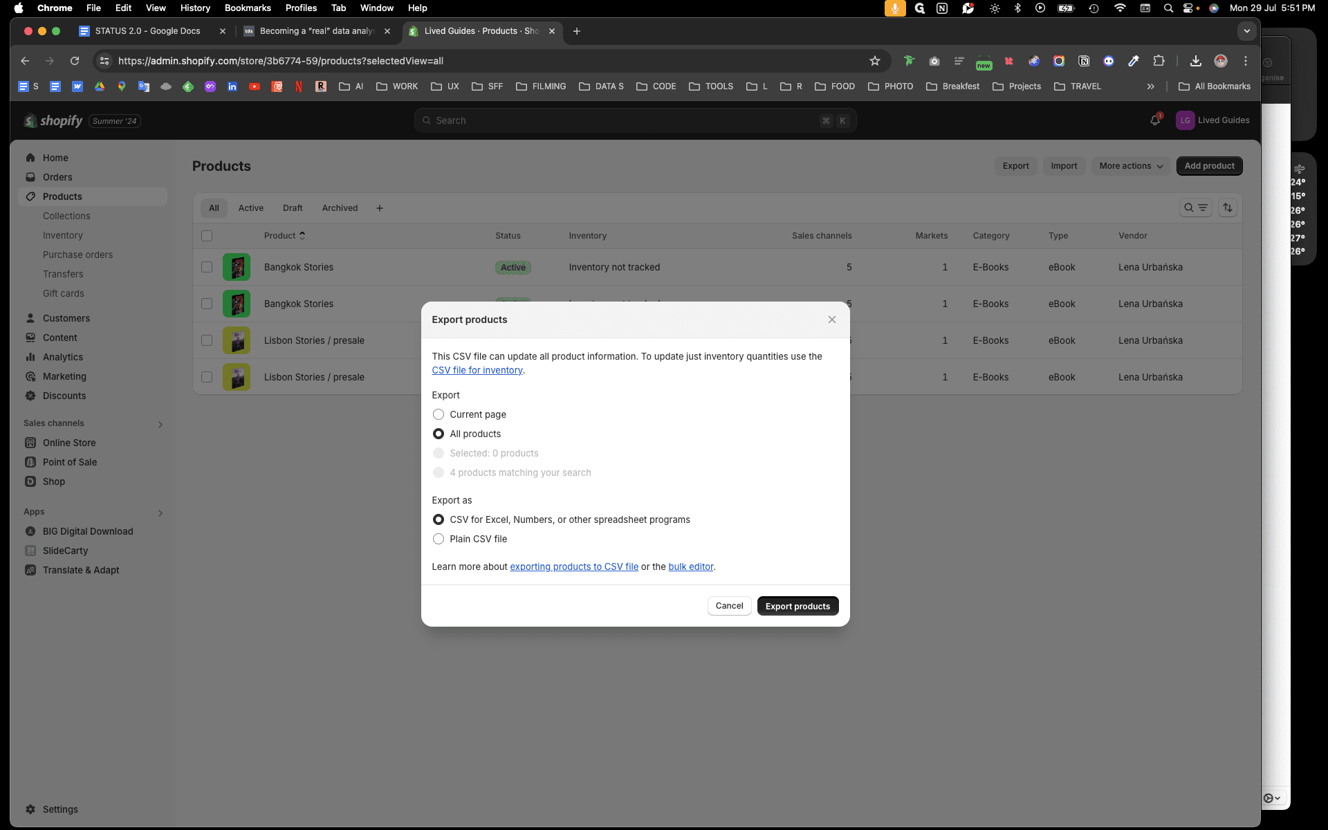 Step #3: Kliknijcie "Export products"