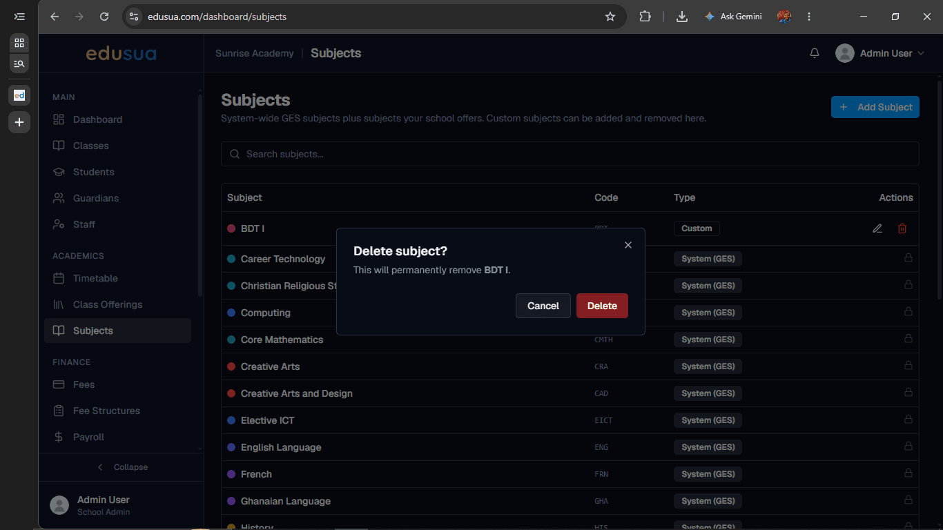 Step #11: Click Delete in the confirmation dialog to confirm removal.