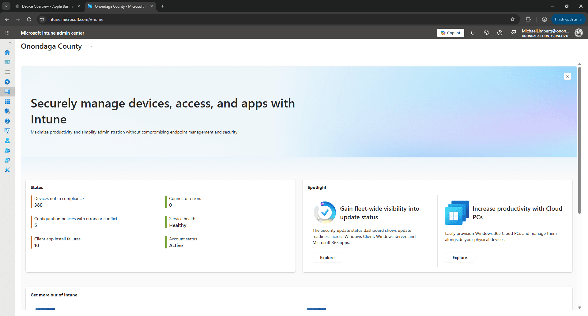 Step #10: Browse to https://intune.microsoft.com/ to login to Intune, then click on Devices in the left navigation menu.