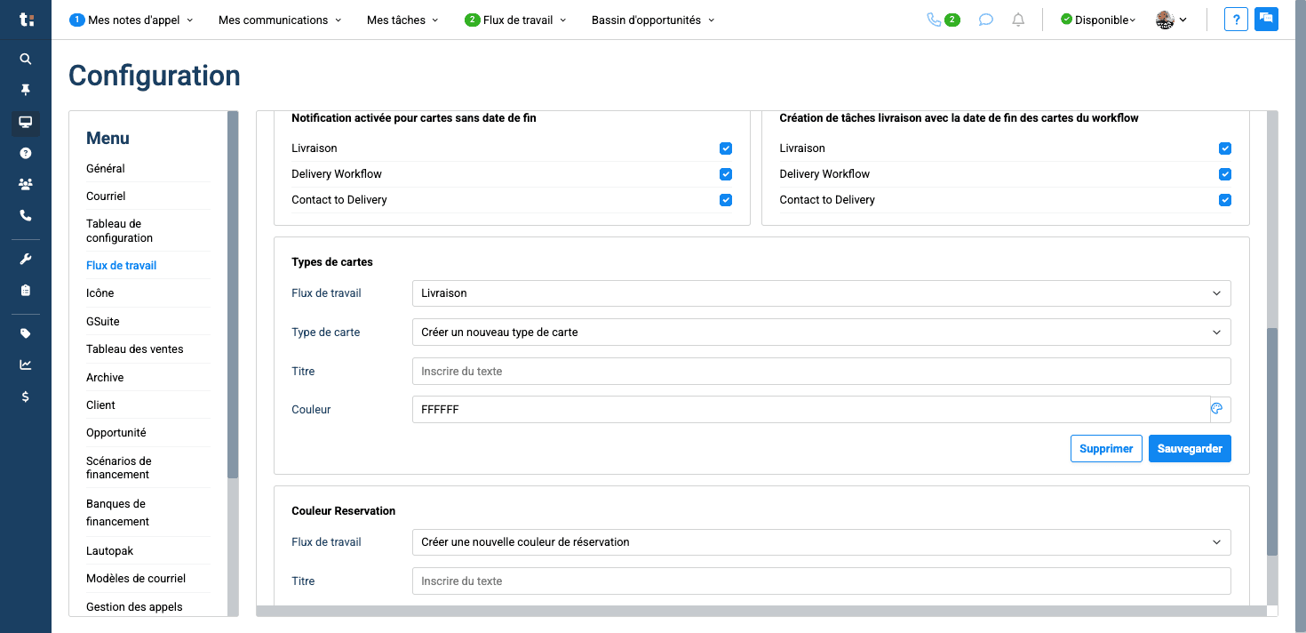 Step #4: Ensuite, plus bas, dans Type de carte, sélectionnez le flux de travail auquel vous souhaitez ajouter une couleur.