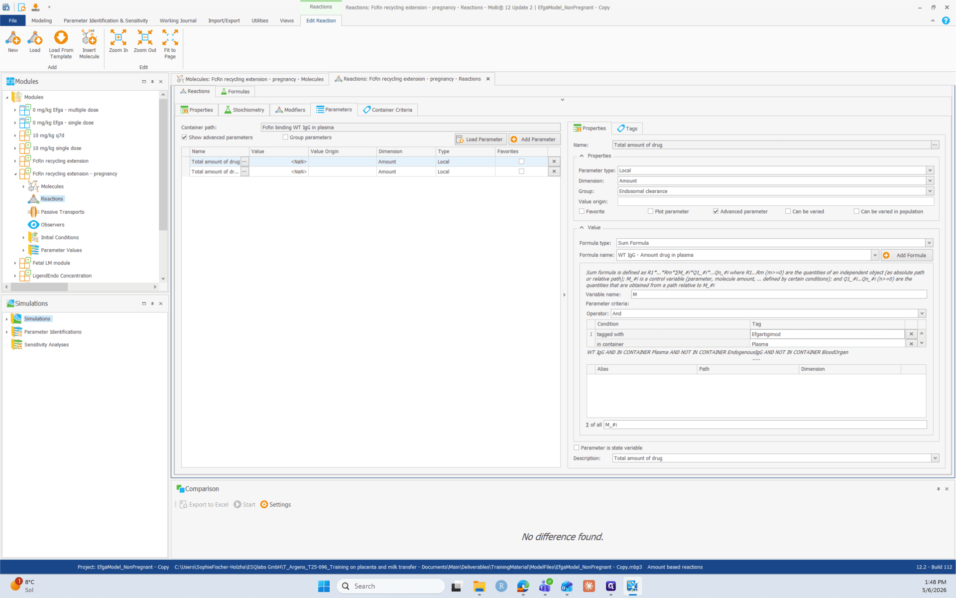 Step #9: Select the Total amount of drug-FcRn-Complex parameter.