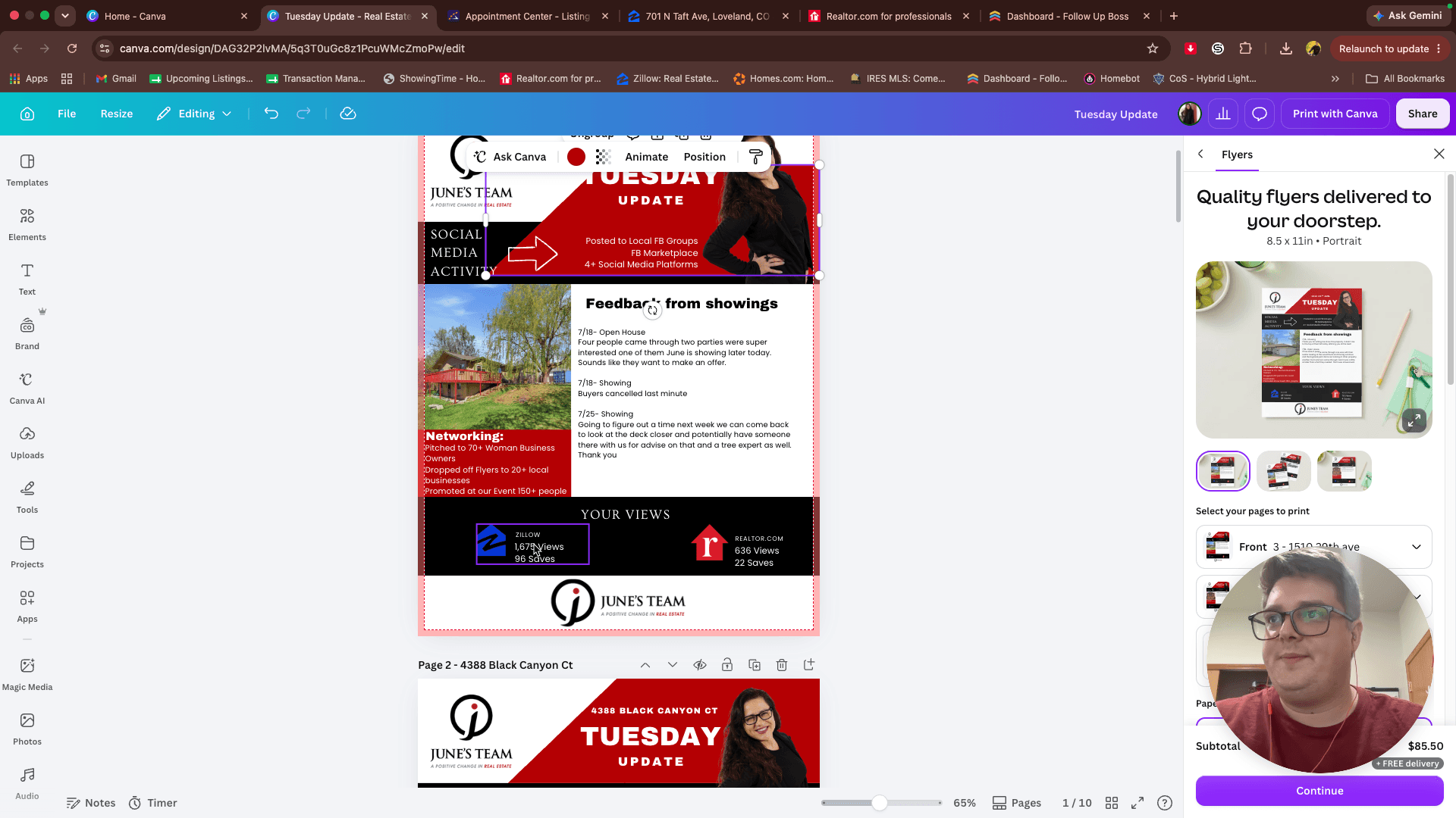 Step #18: Switch back to the Canva tab and double-click the Zillow views text box.