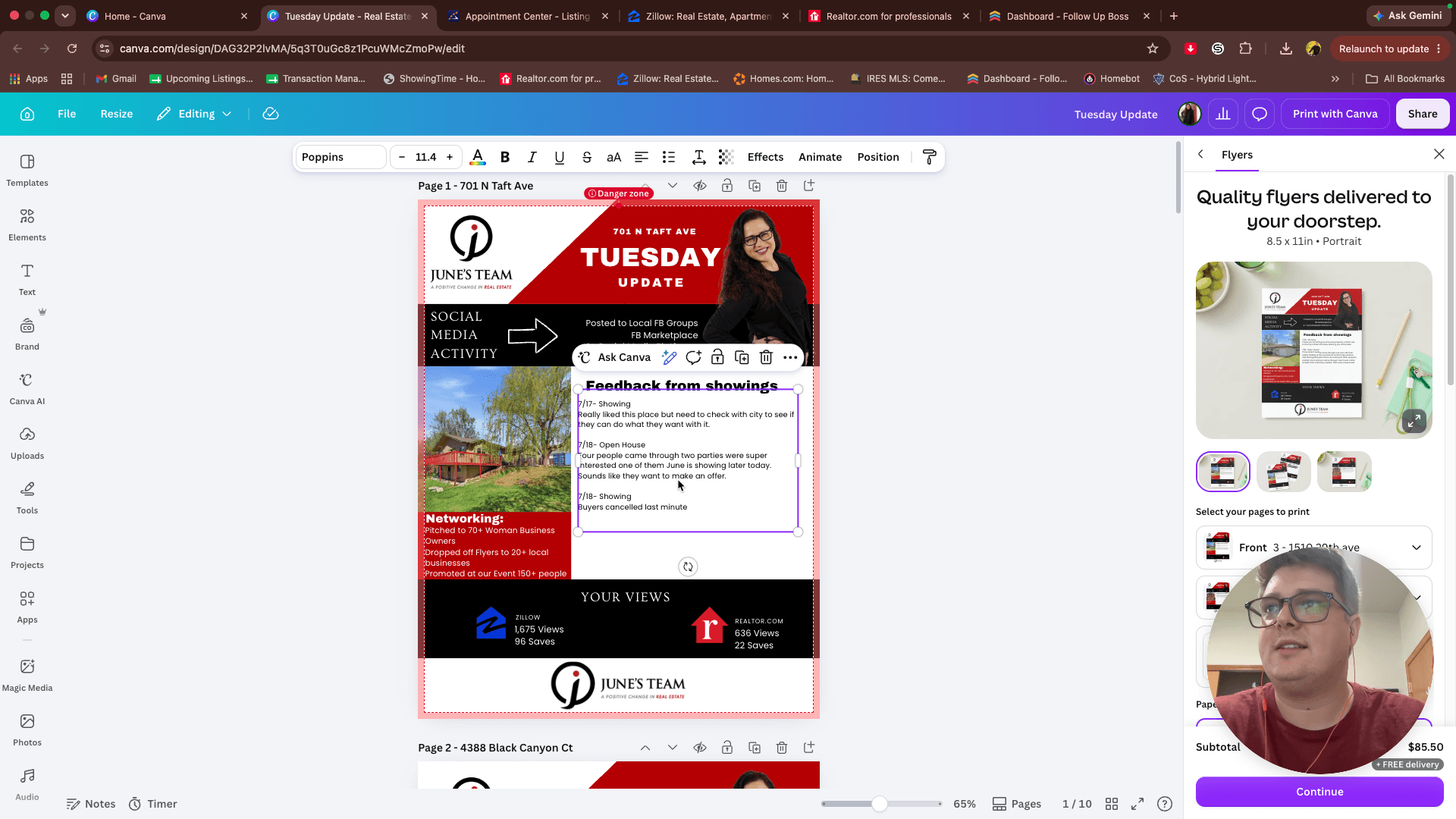 Step #10: Double-click the text box under Feedback from showings.