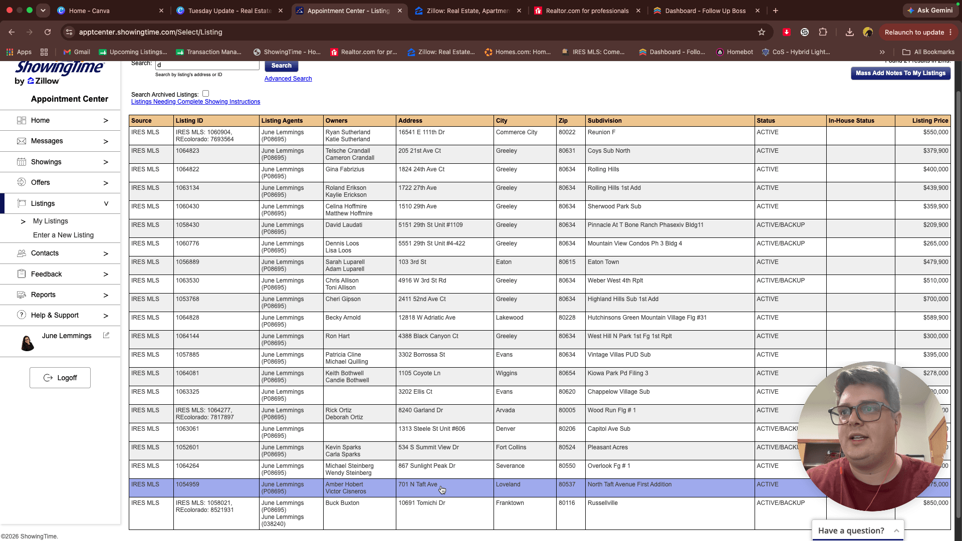 Step #5: Select the active listing you want to update.
