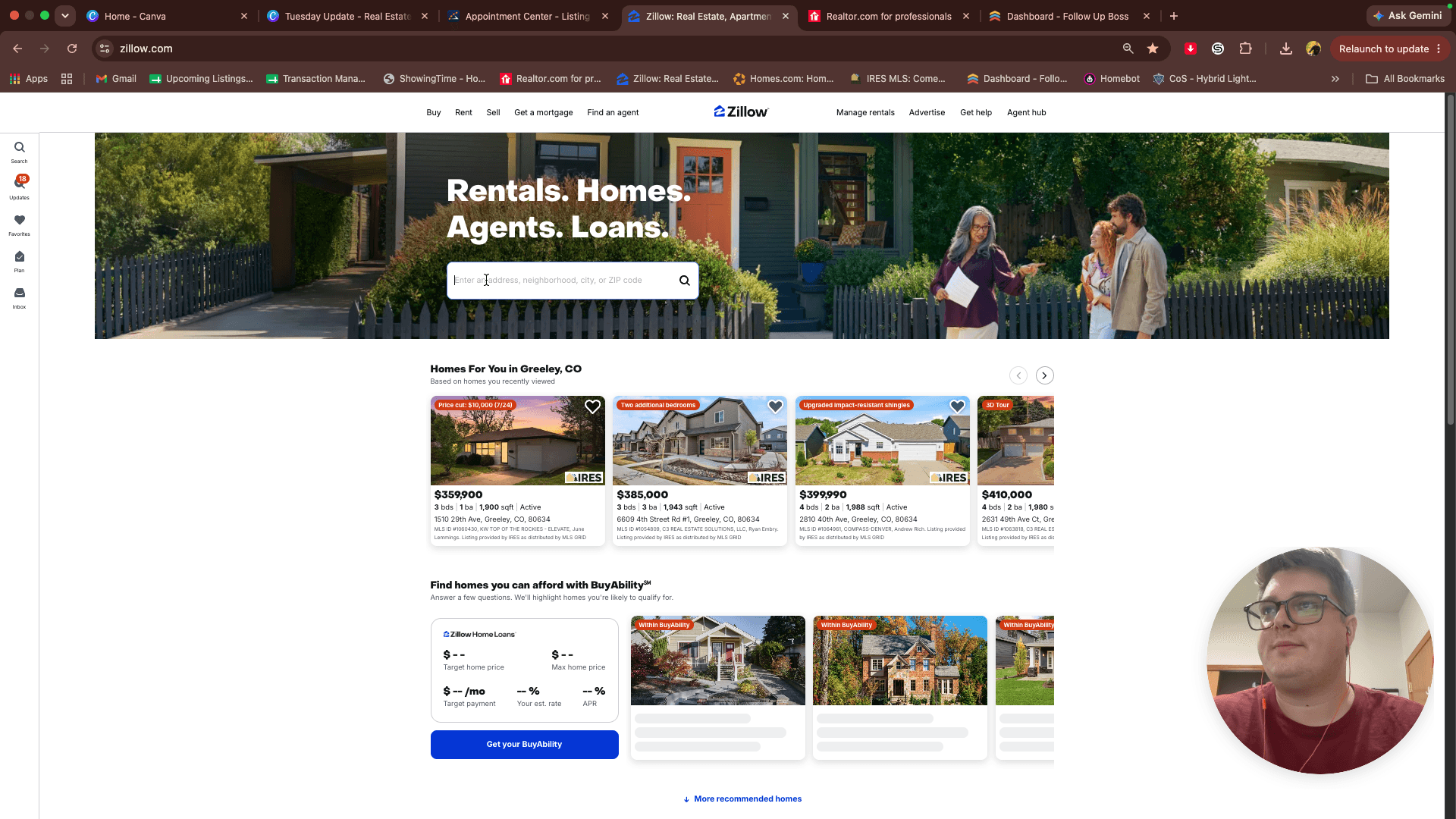 Step #13: Open a new tab for Zillow and click the central search bar.