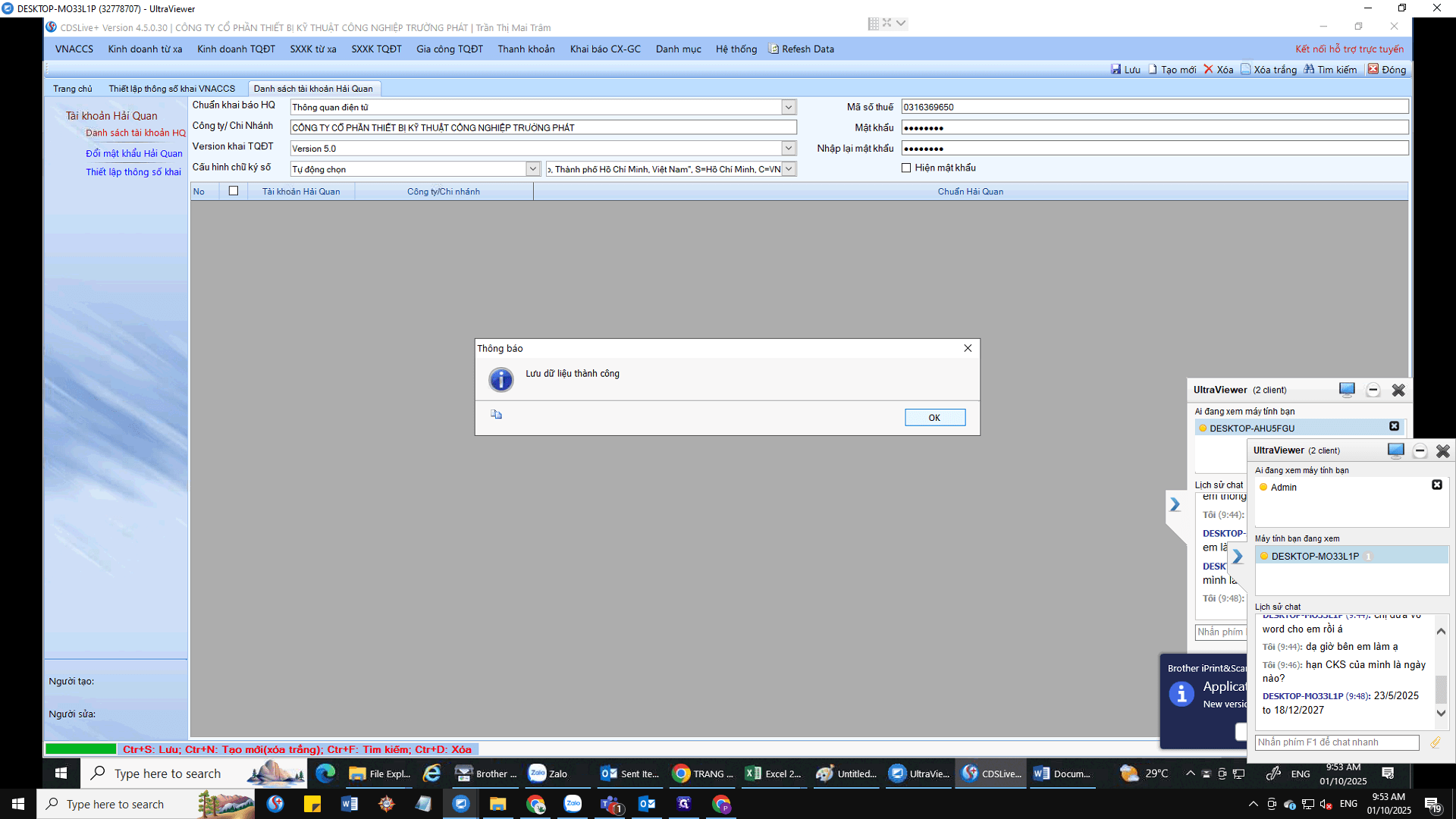Step #23: Thông tin đã được lưu -> Click "OK"