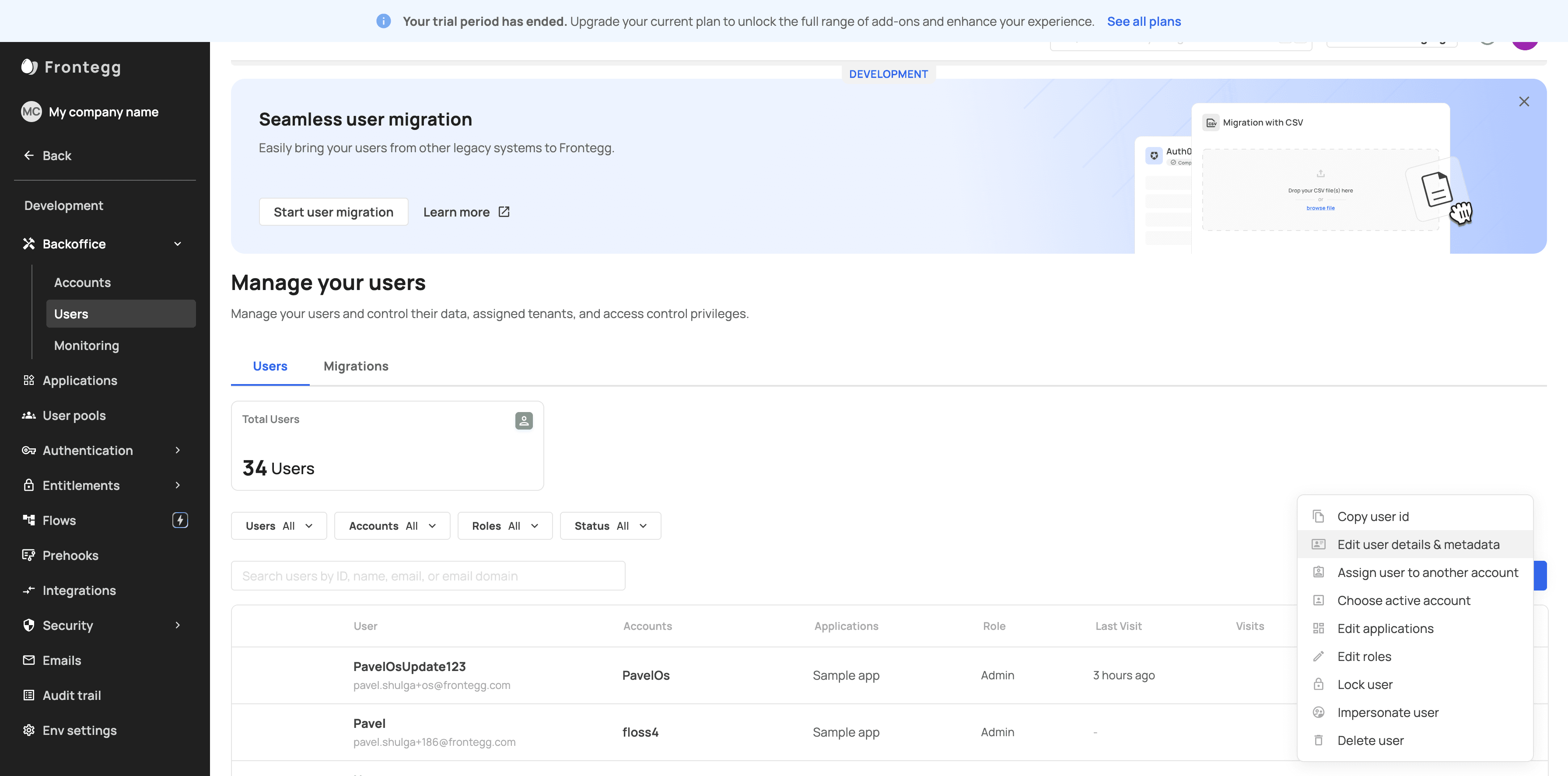 Step #30: Click on "Edit user details & metadata"