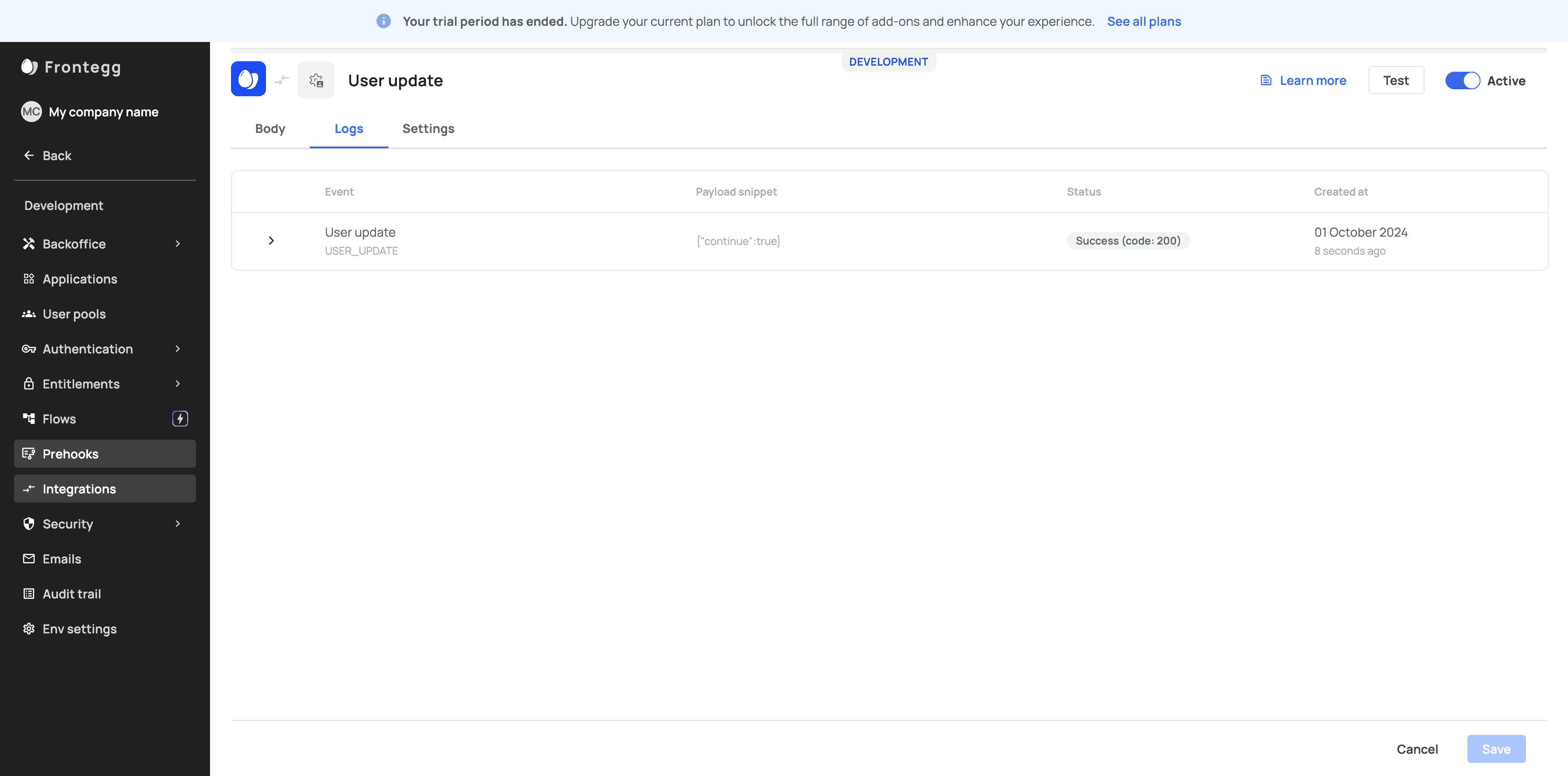 Step #38: Click on "Integrations"